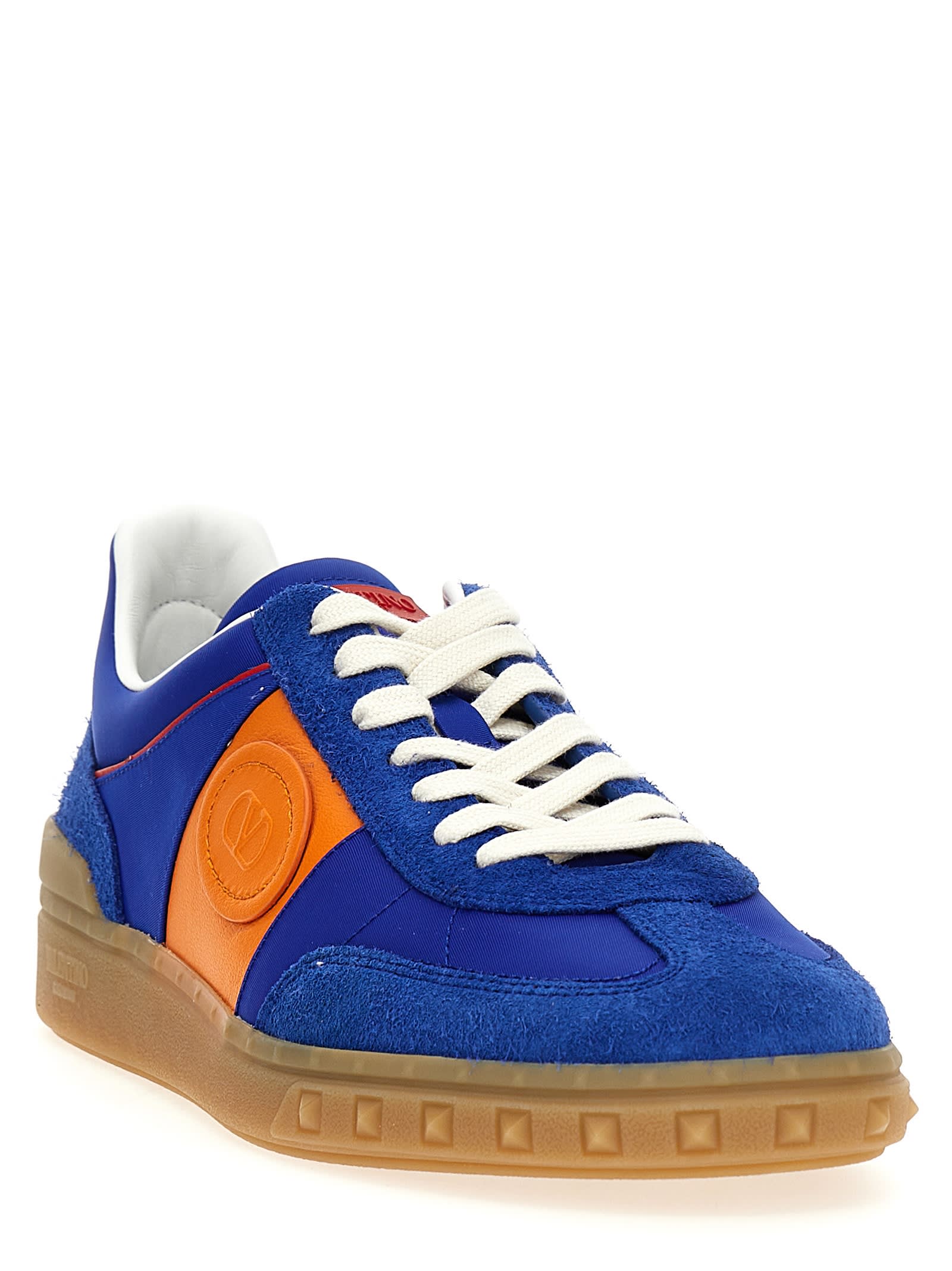 Valentino Multicolor Split Leather And Leather Upvillage Sneakers In Blue