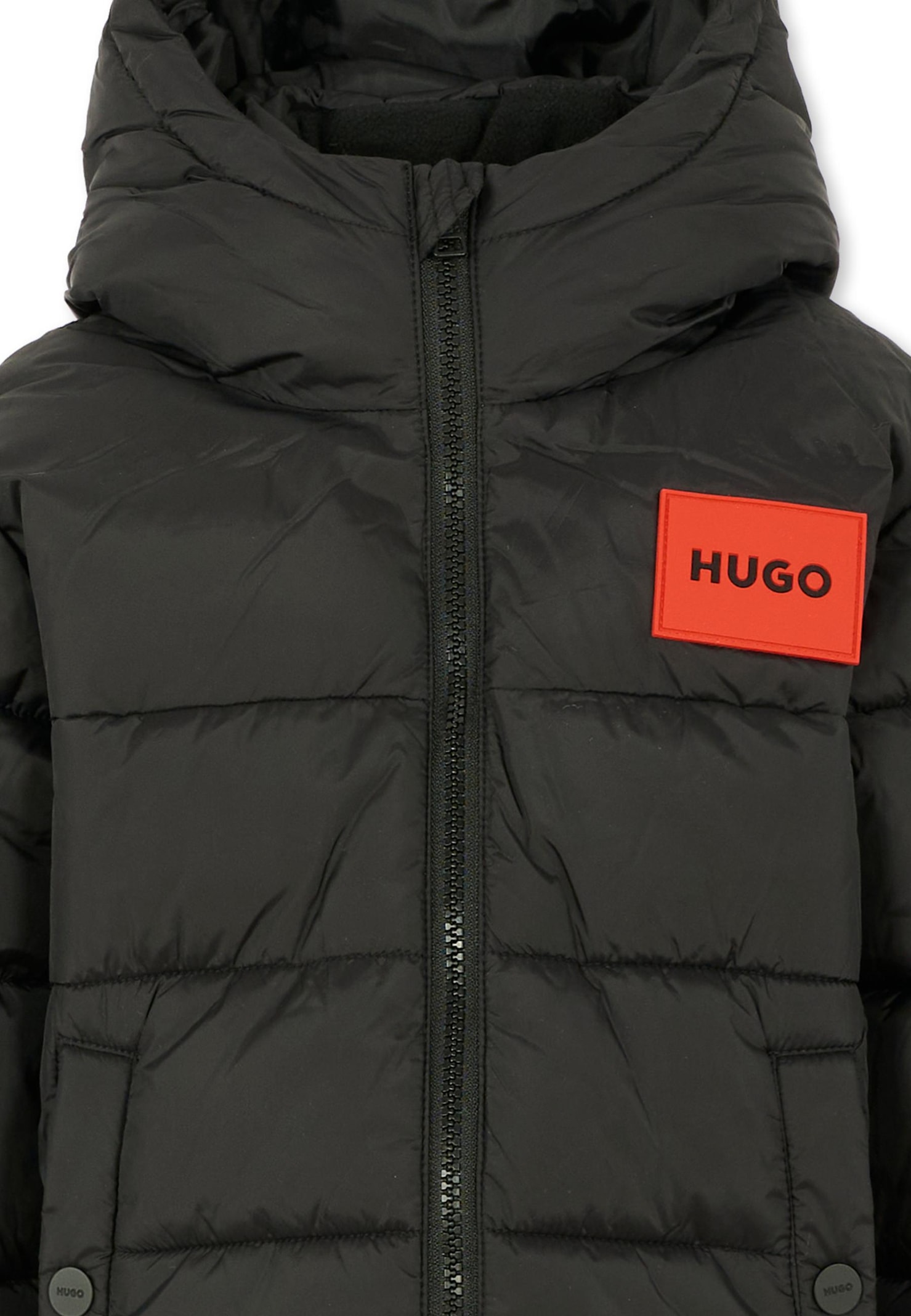 Hugo Boss Black Down Jacket For Boy With Logo In Black
