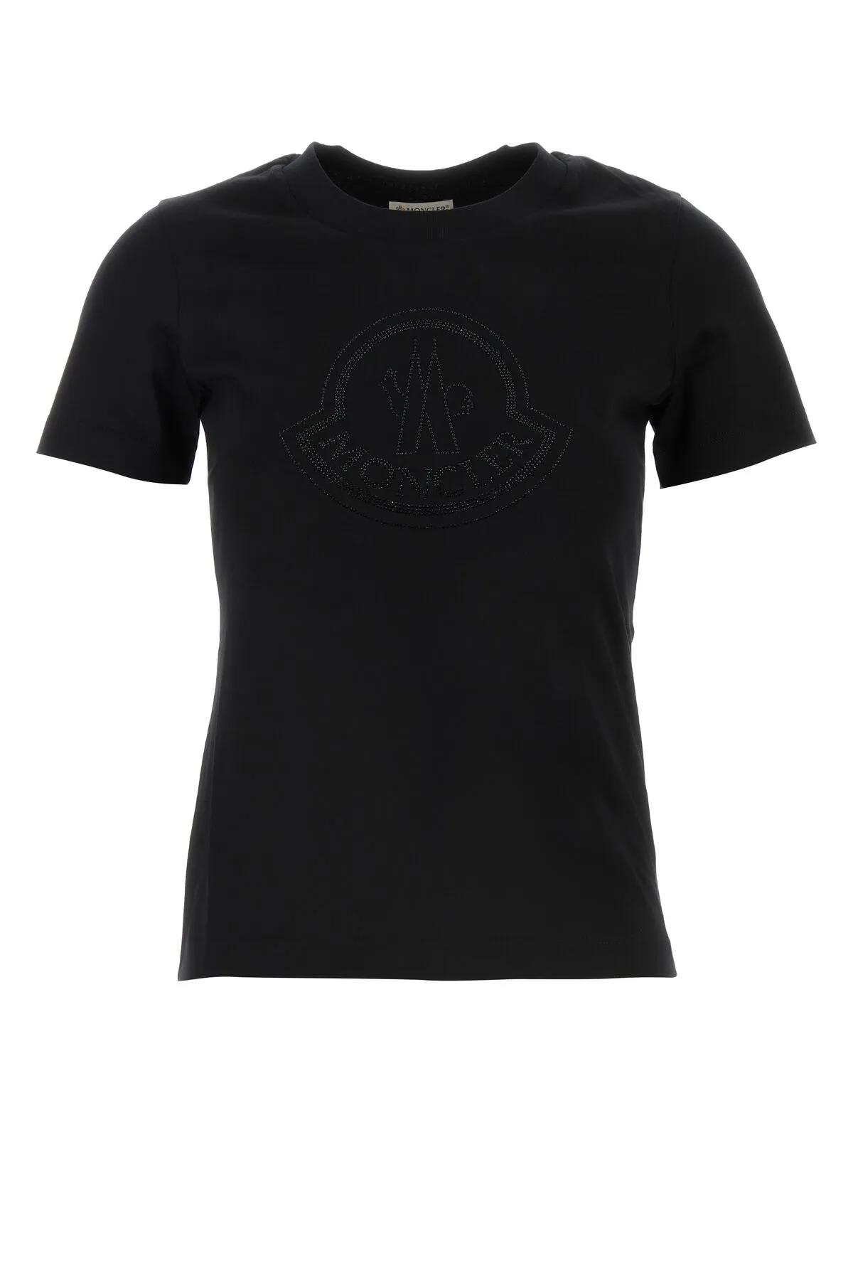 Shop Moncler Black Cotton T-shirt