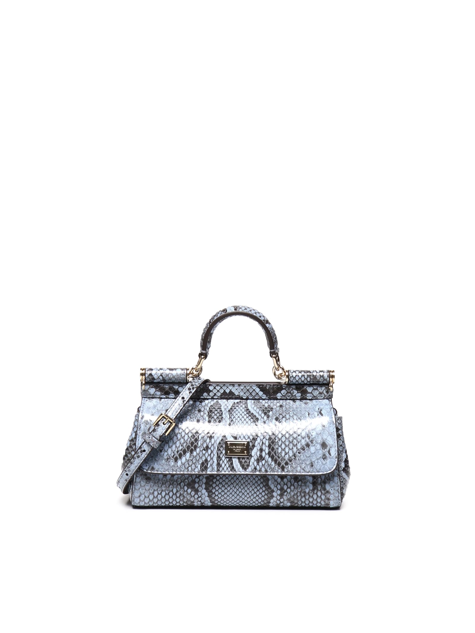 Shop Dolce & Gabbana Sicily Bag In Snake Sugar Paper