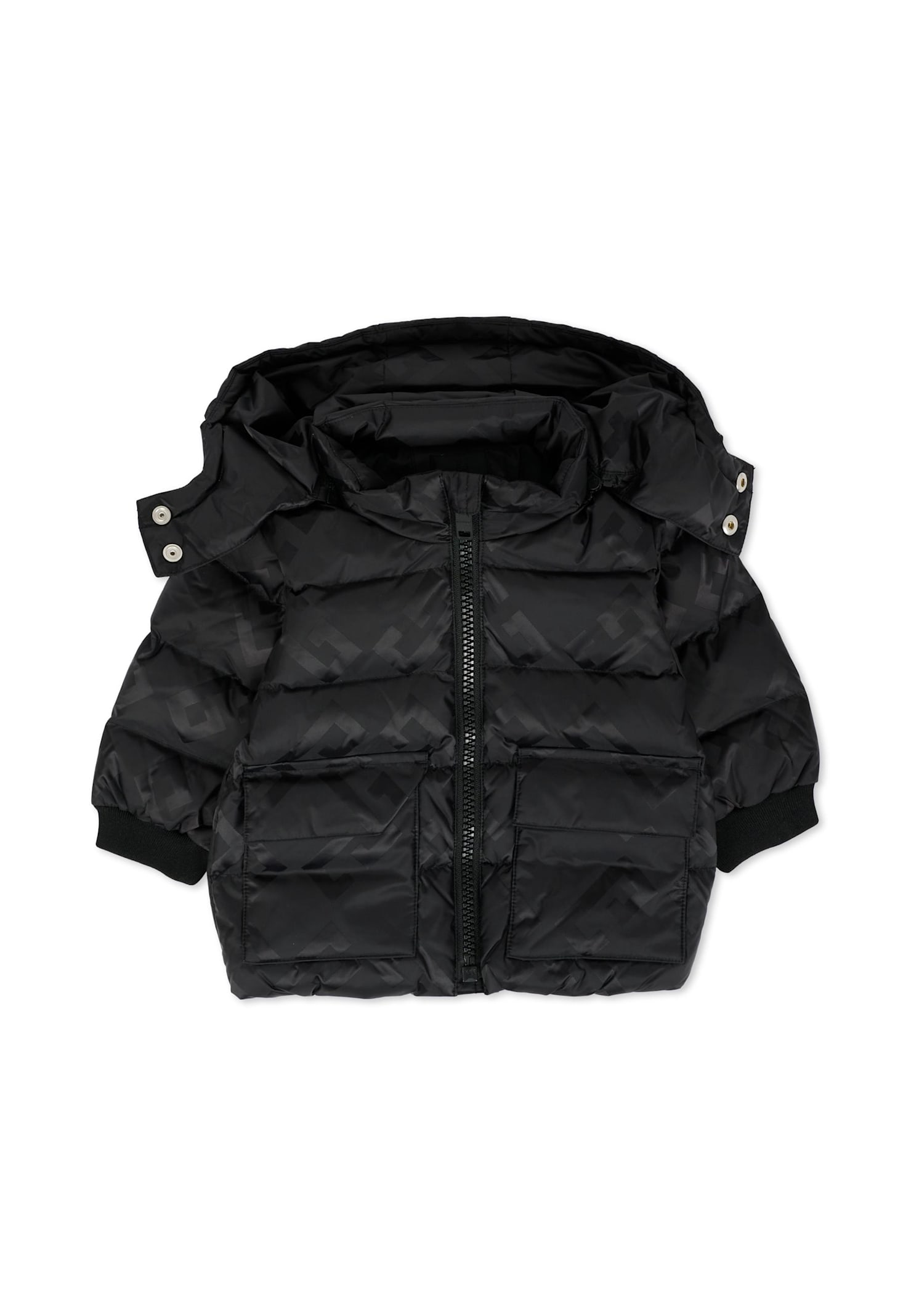 Givenchy Black Down Jacket For Baby Boy With 4g Motif In Black