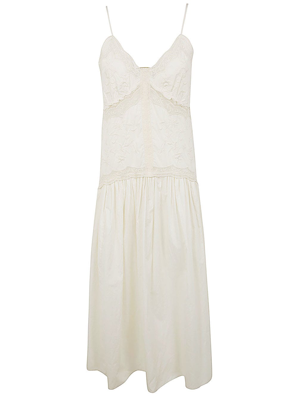 Twinset Belted Embroidered Dress In Optic White