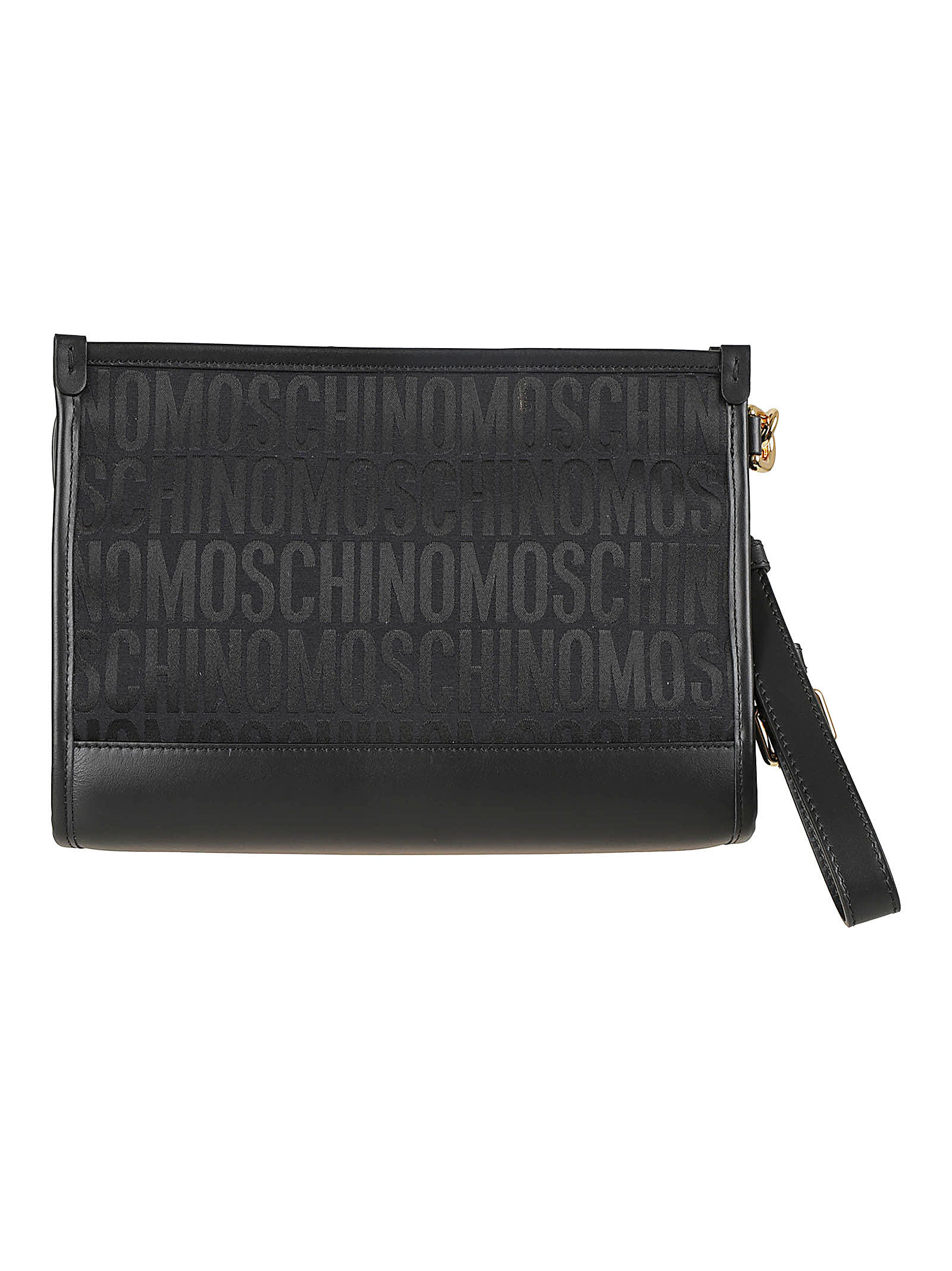 Shop Moschino Jacquard Logo Pouch In Black