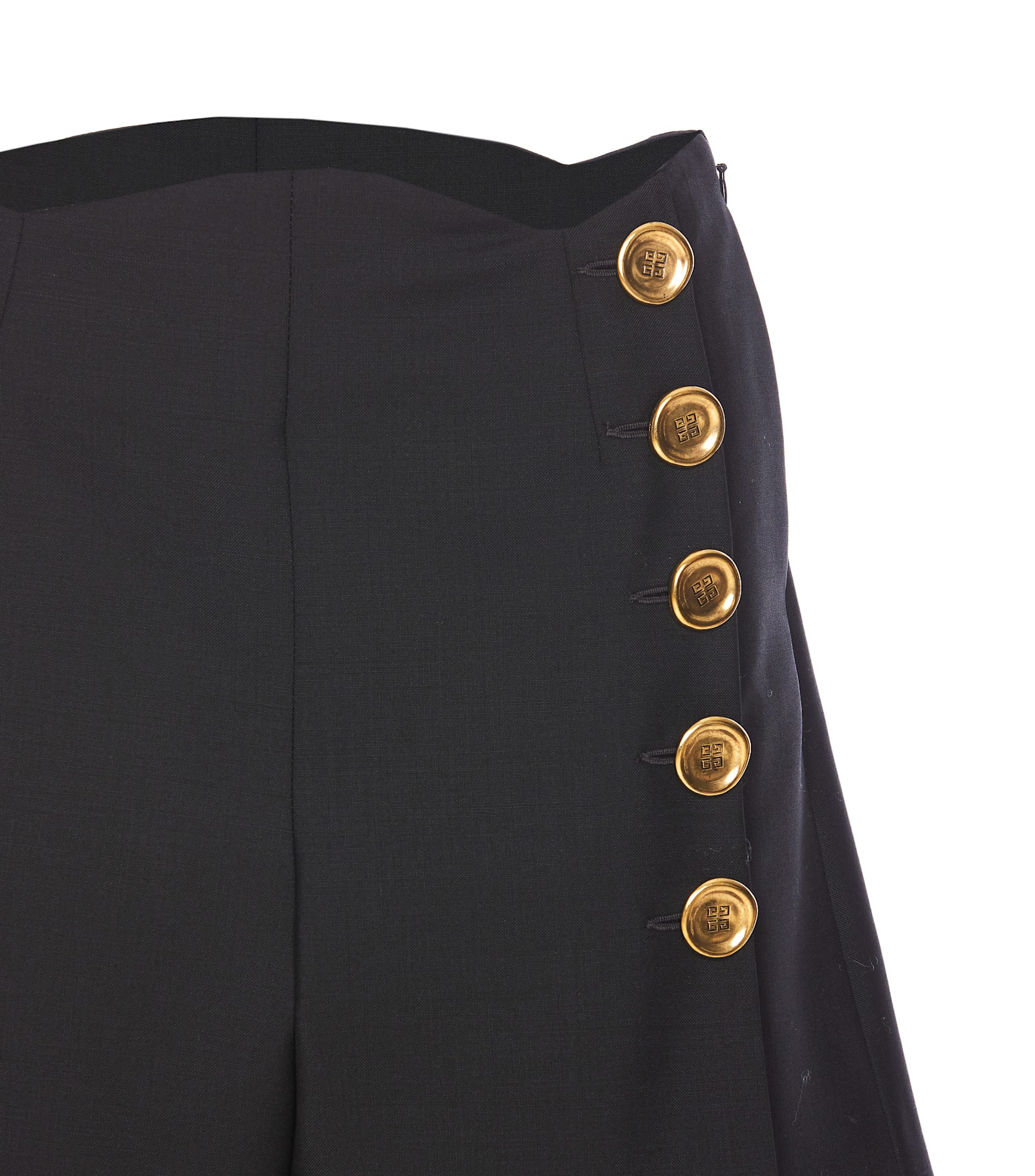 Givenchy Shorts In Wool And Mohair With Buttons In Black