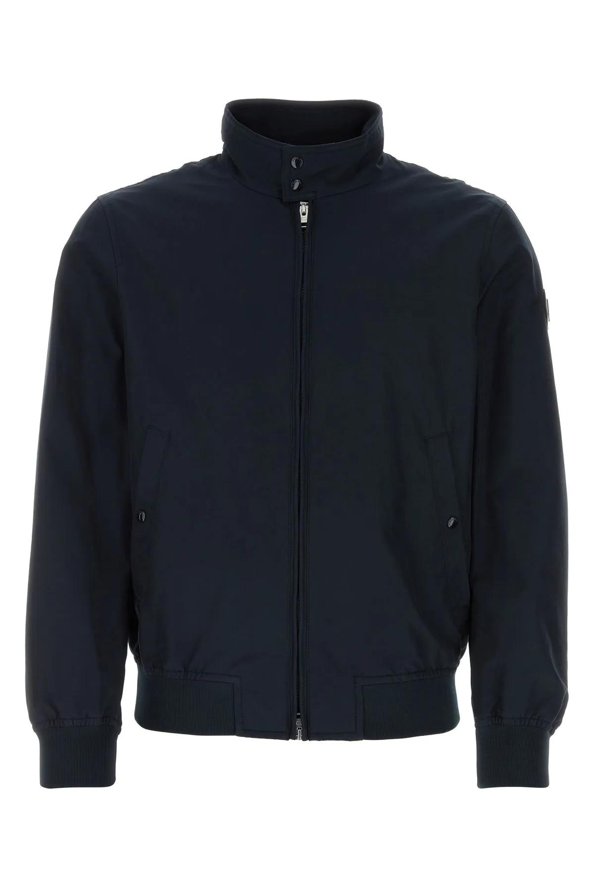 WOOLRICH DARK BLUE COTTON BLEND CRUISER JACKET