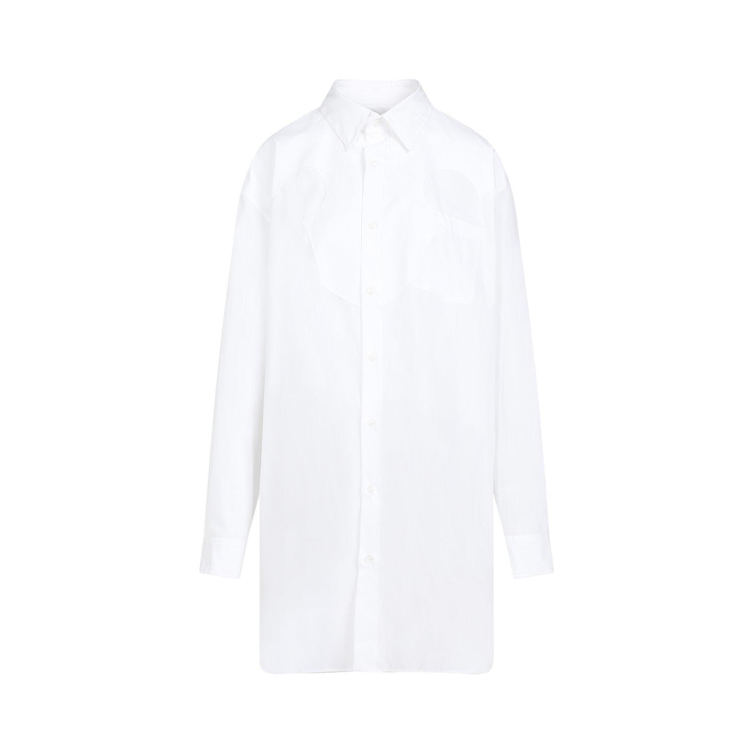 Shop Maison Margiela Button-up Mini Shirt Dress In White