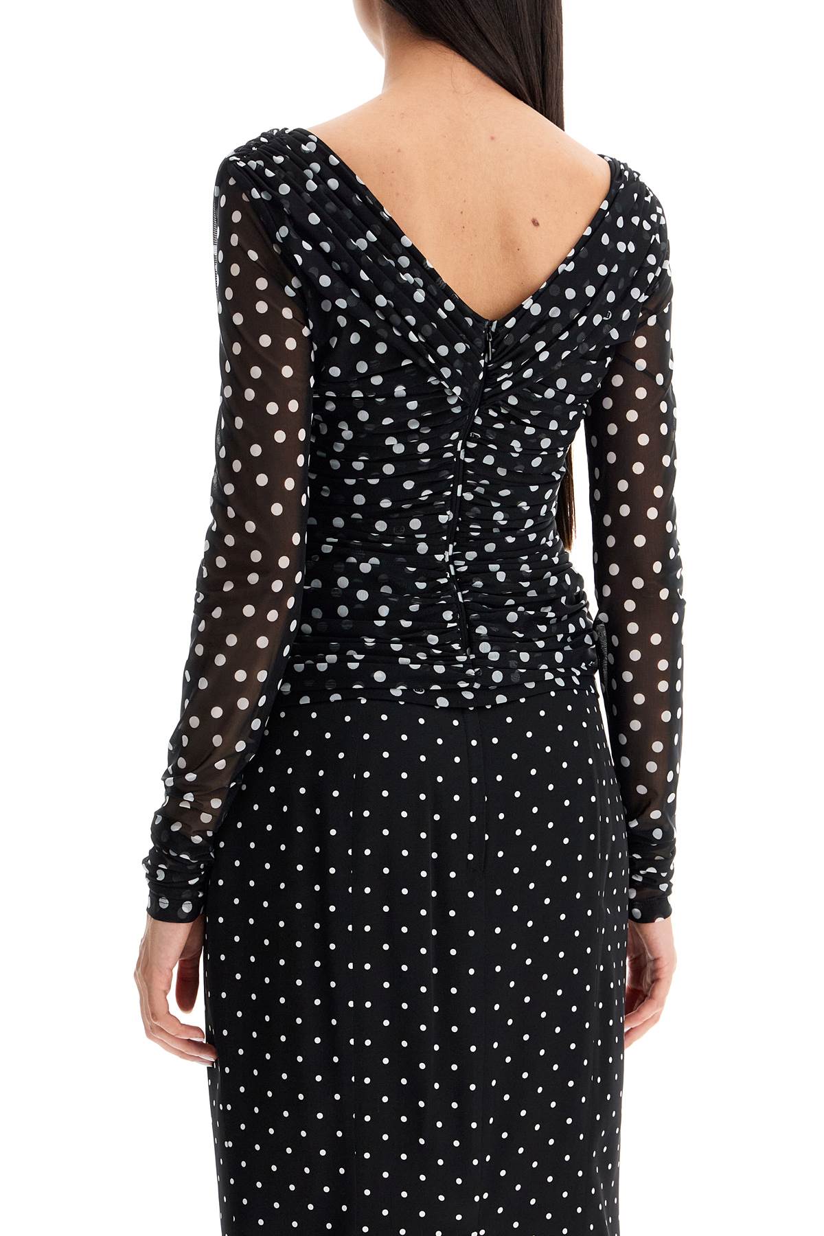 Shop Dolce & Gabbana Polka Dot Draped Top With In Pois Bianco Fdo.nero (black)