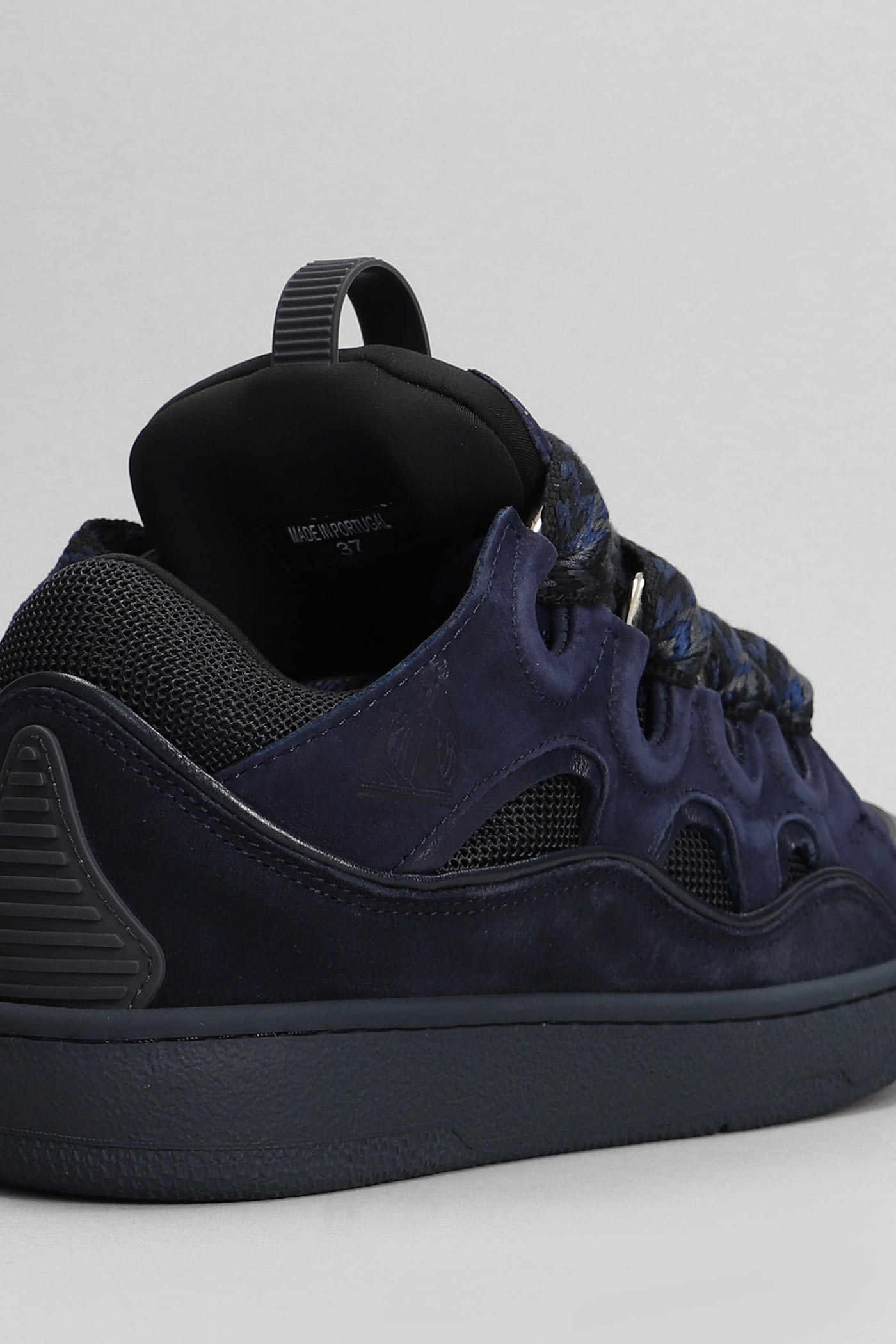 Shop Lanvin Curb Sneakers In Blue Suede And Leather