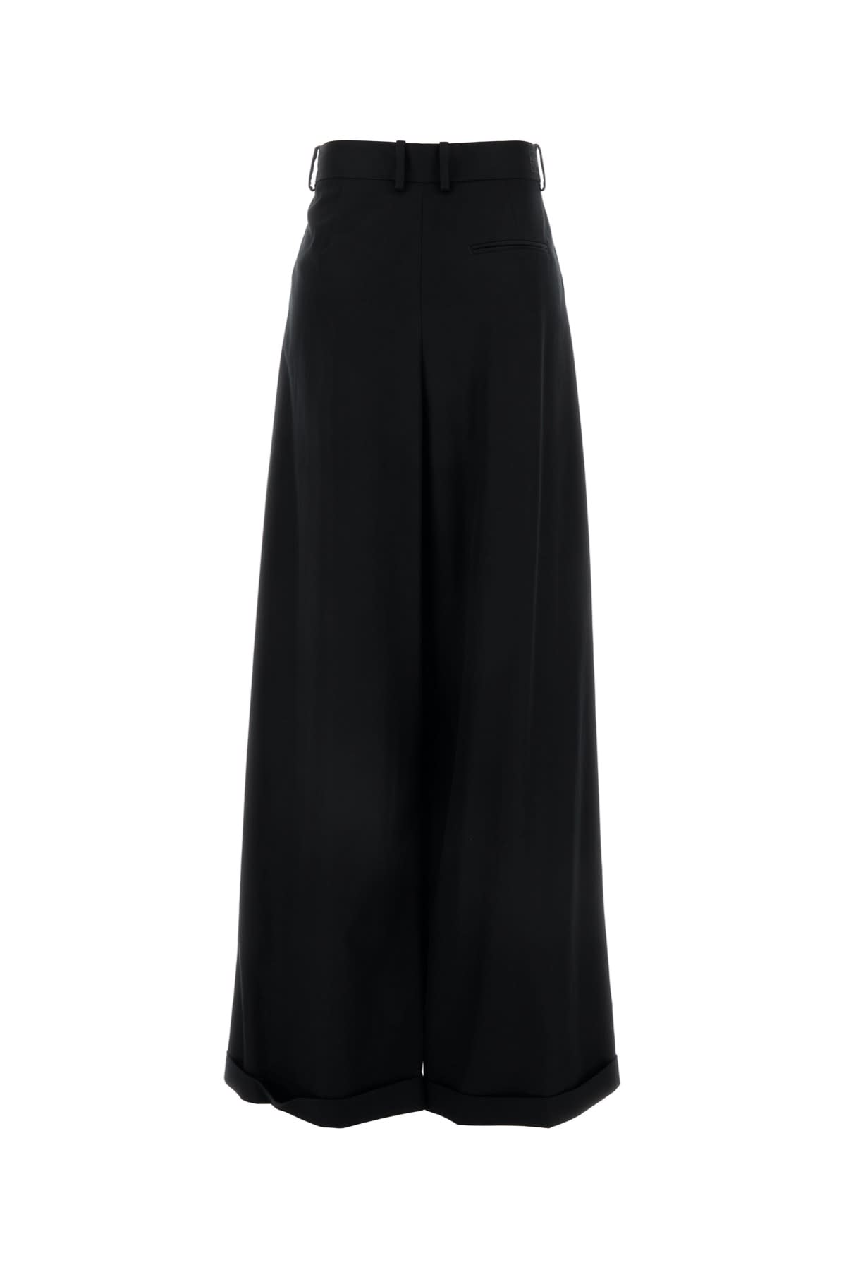 Loewe Black Cotton Blend Wide-leg Pant In Black