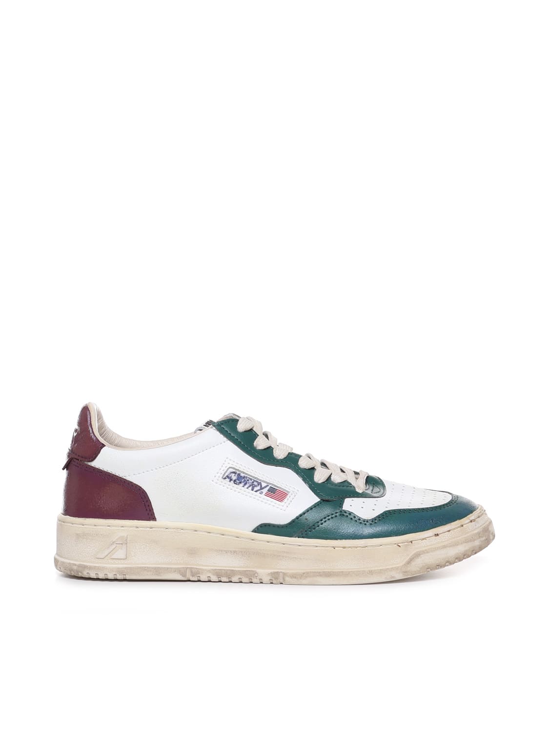 Autry Super Vintage Sneakers In White, Green, Brown