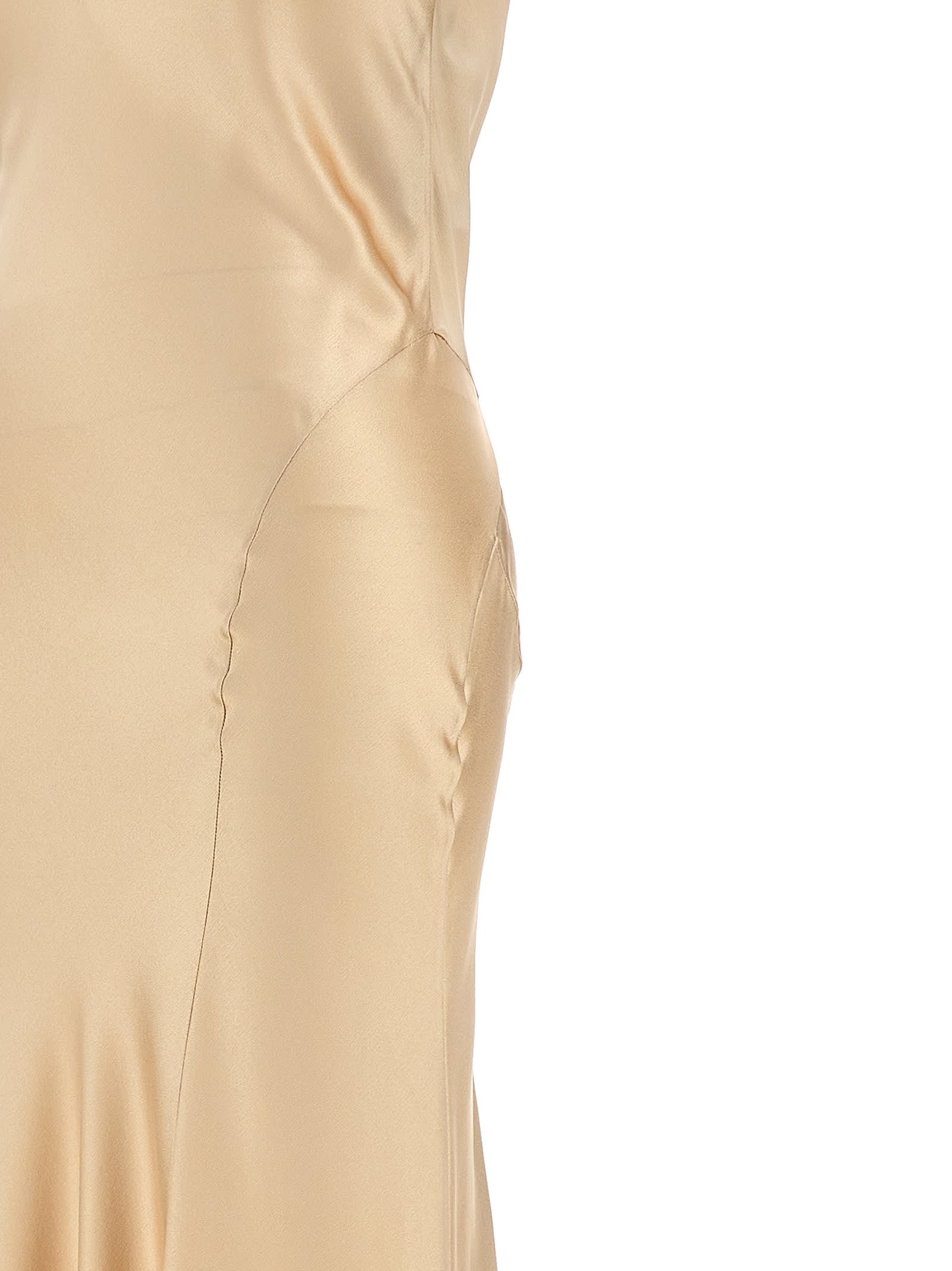 Shop Saint Laurent Satin Silk Dress In Beige