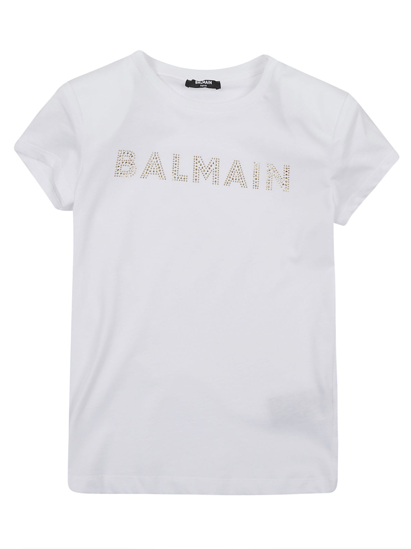 Shop Balmain T-shirt/top In Or White Gold