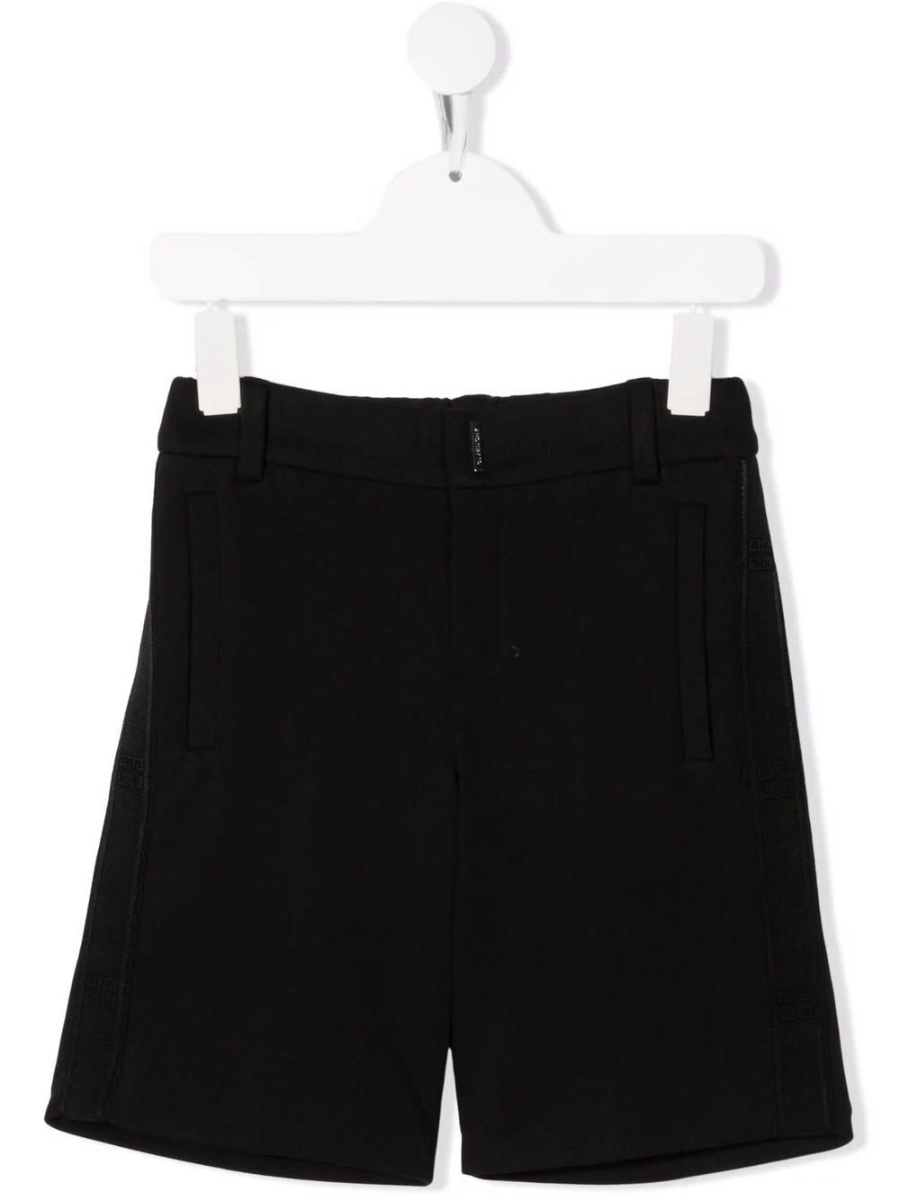 Kids Black Shorts With 4g Side Bands And Givenchy Metal Bar