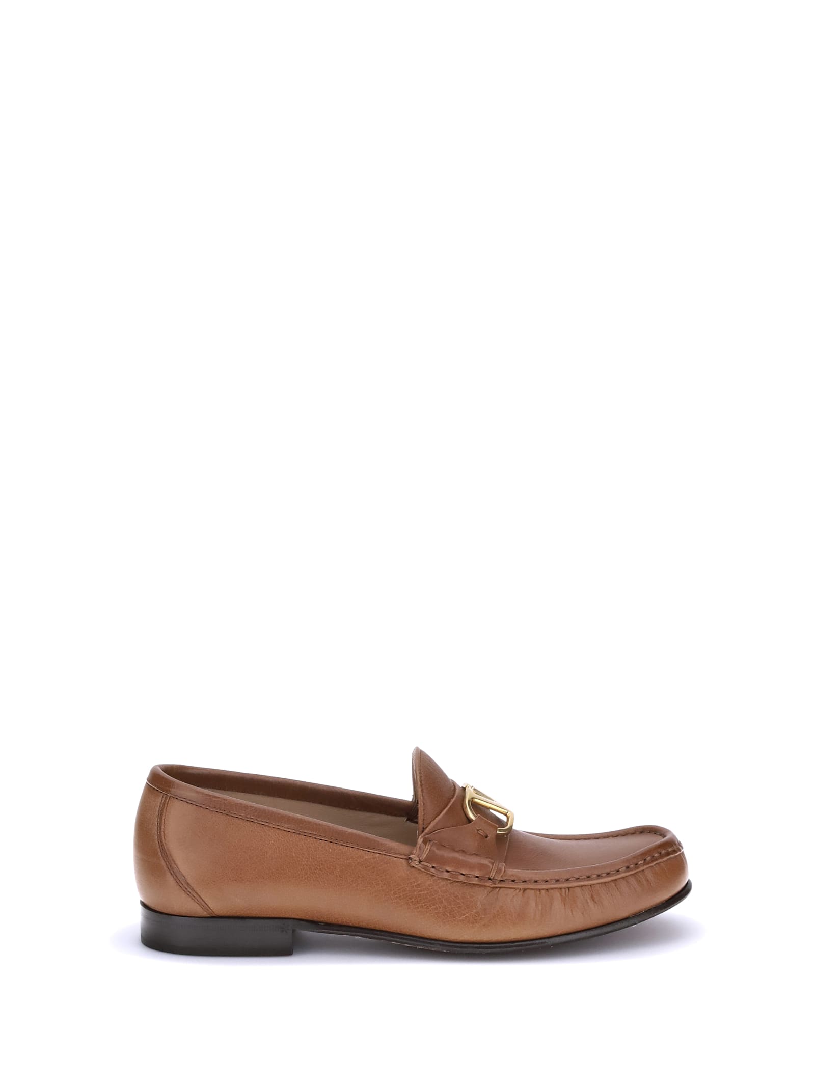 Valentino Garavani Leather Loafers In Brown