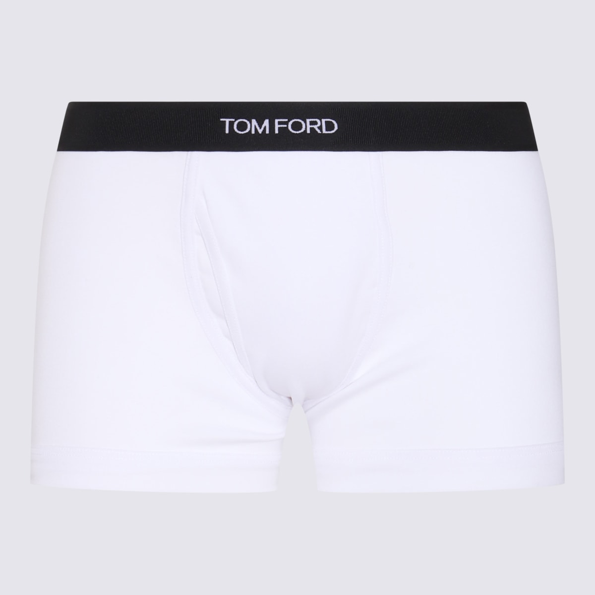 Tom Ford White Boxer Shorts With Elastic Waist With Logo Lettering In Cotton Man