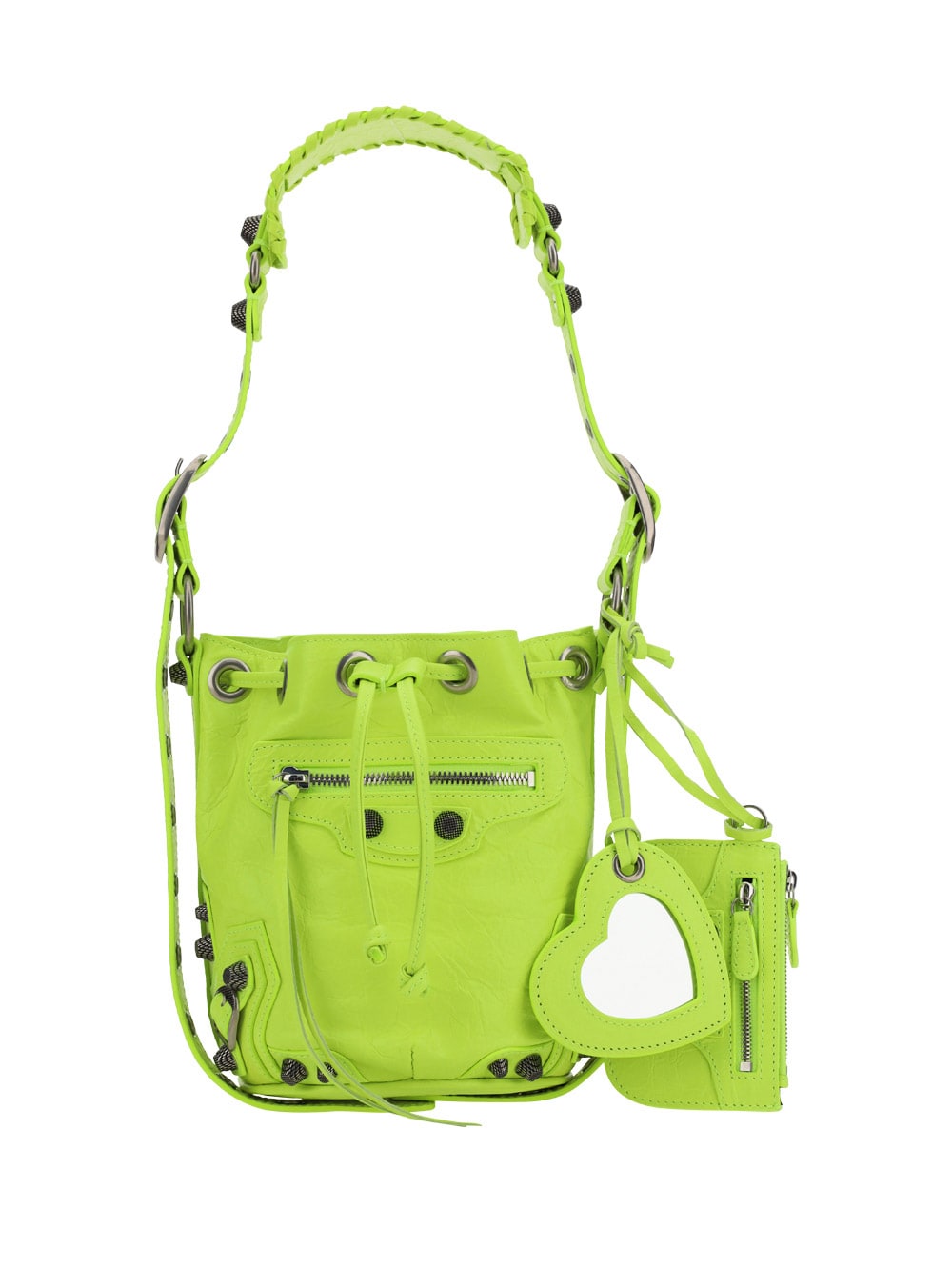Balenciaga Fluo Yellow Leather Le Cagole Xs Bucket Bag