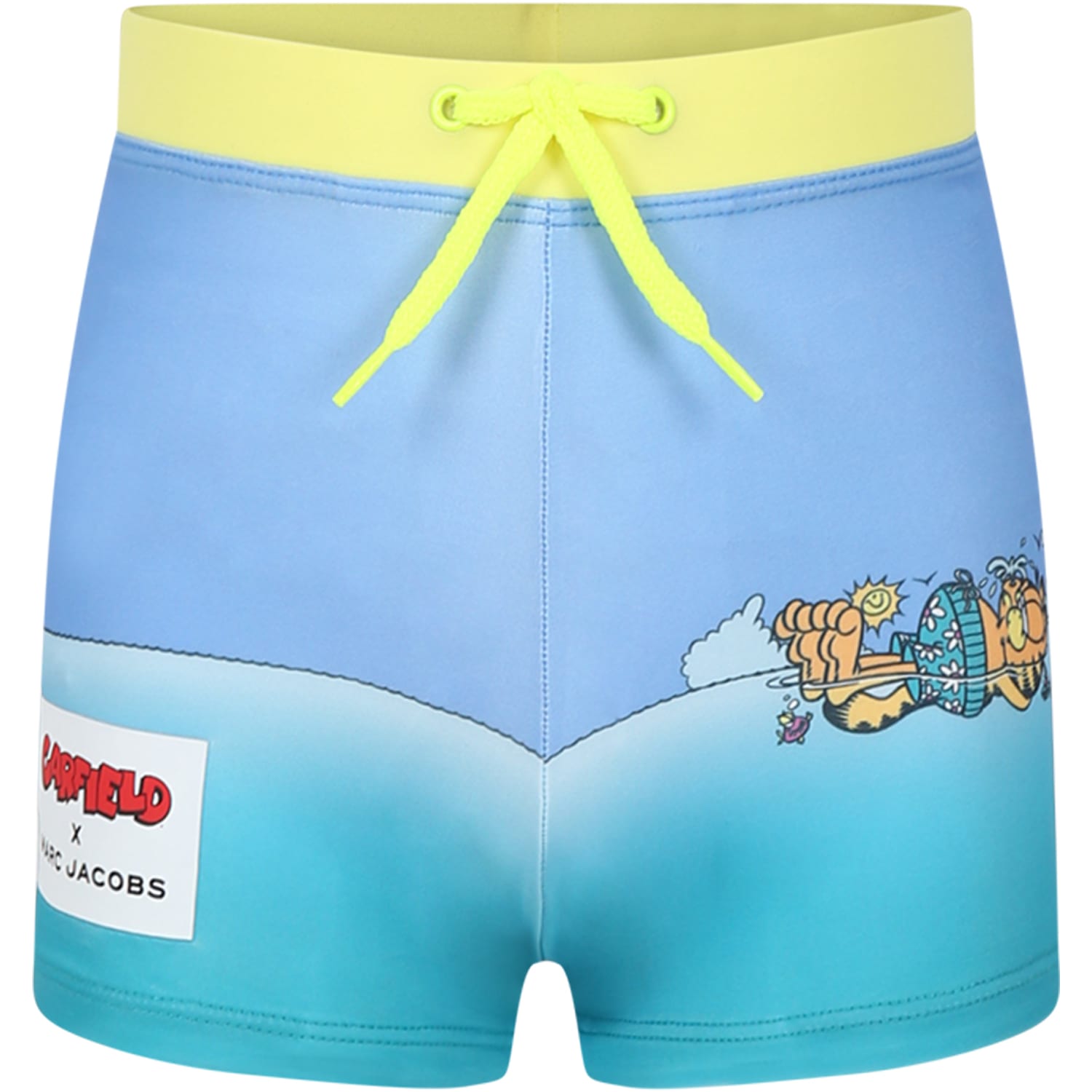 Marc Jacobs Light Blue Swim Boxer For Boy With Garfield And Logo