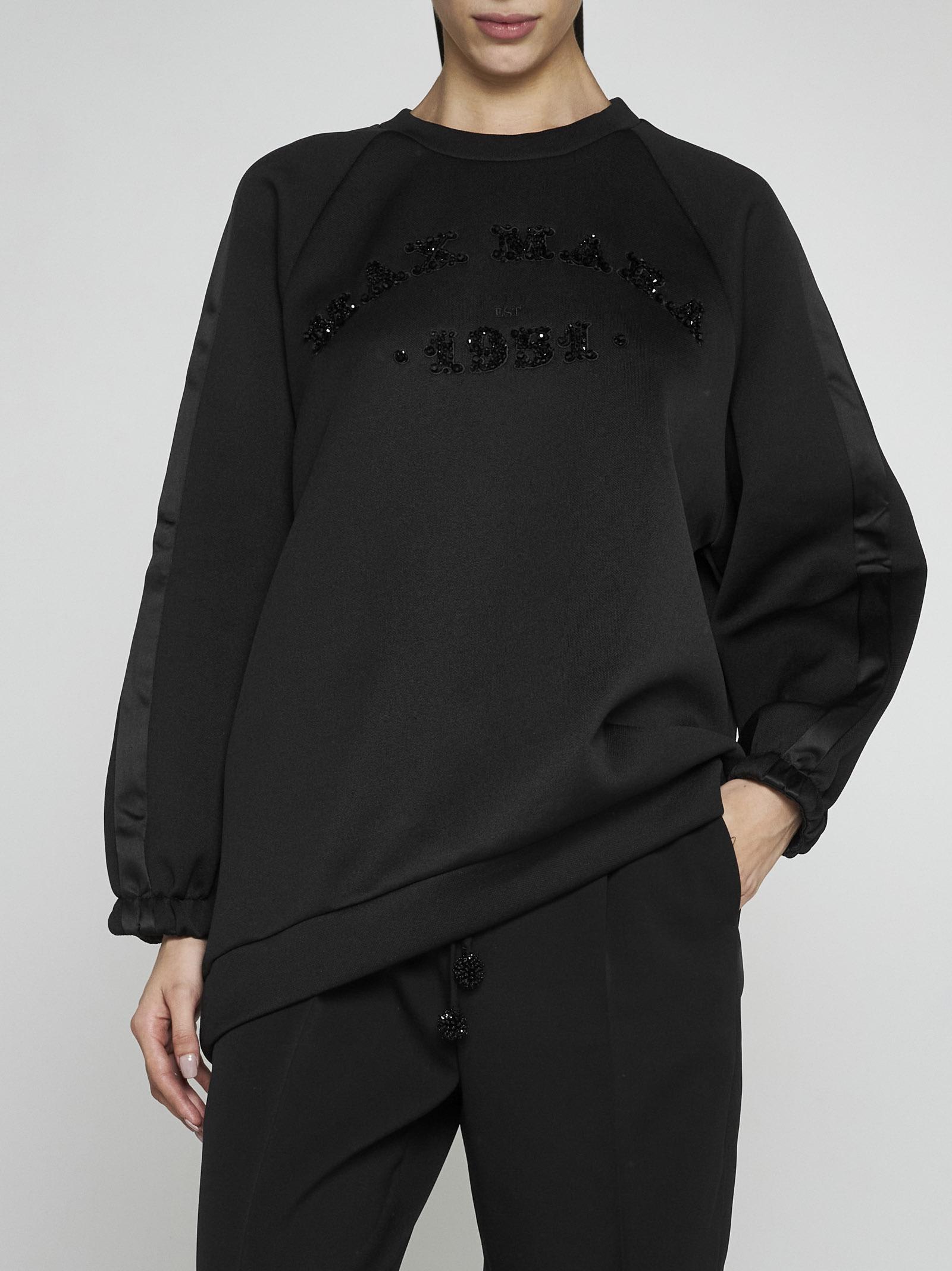 Shop Max Mara Bratto Logo Cotton-blend Sweatshirt In Black