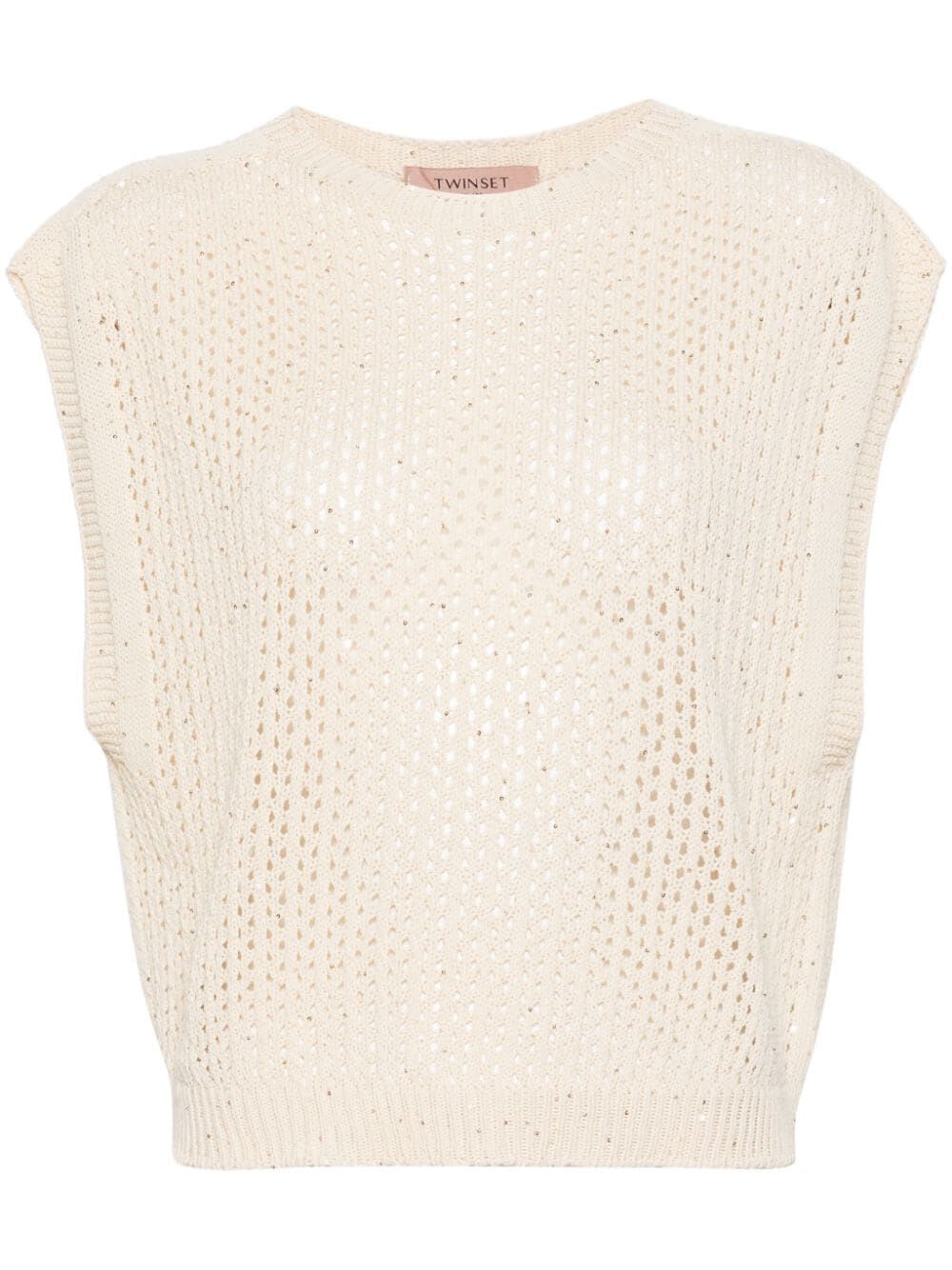 Shop Twinset Sequined Pullover In Sequined Parchment