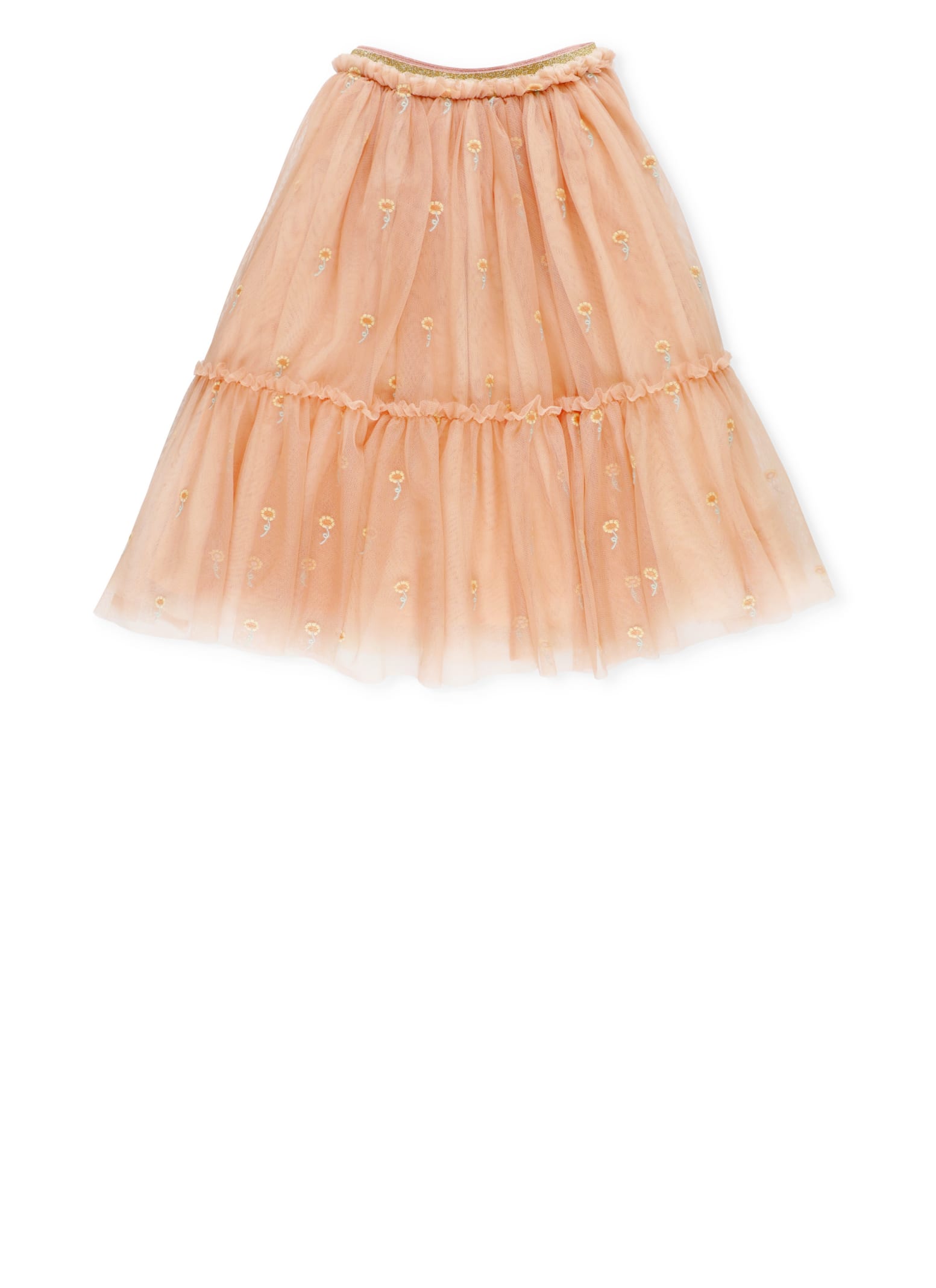 Shop Stella Mccartney Sunflower Embroidery Skirt In Pink