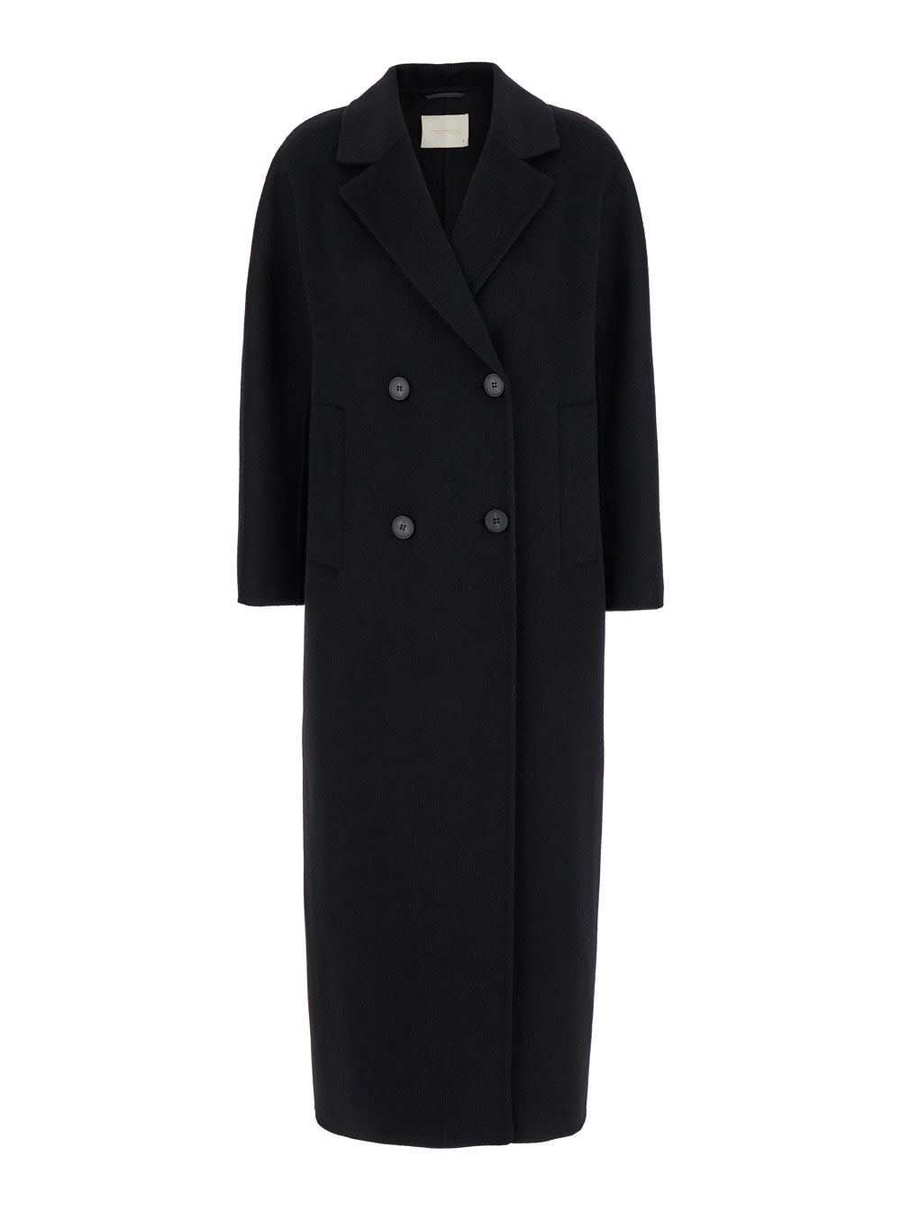 Momonì sakura Black Double-breasted Coat With Notched Revers In Wool Blend Woman