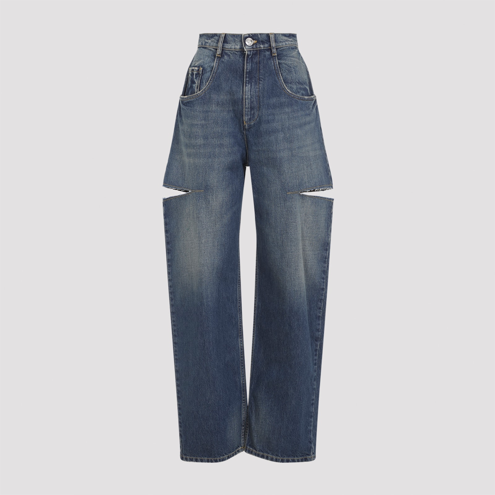 Maison Margiela Stonewashed Denim Jeans With Slash Details In Blue