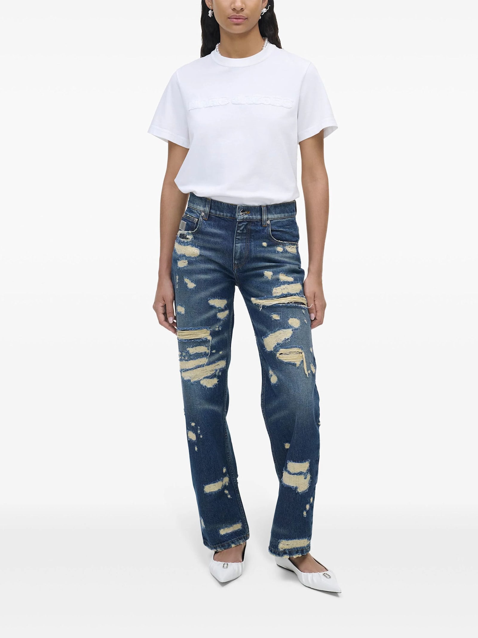 Shop Marc Jacobs Jeans Strappati In Punk Indigo