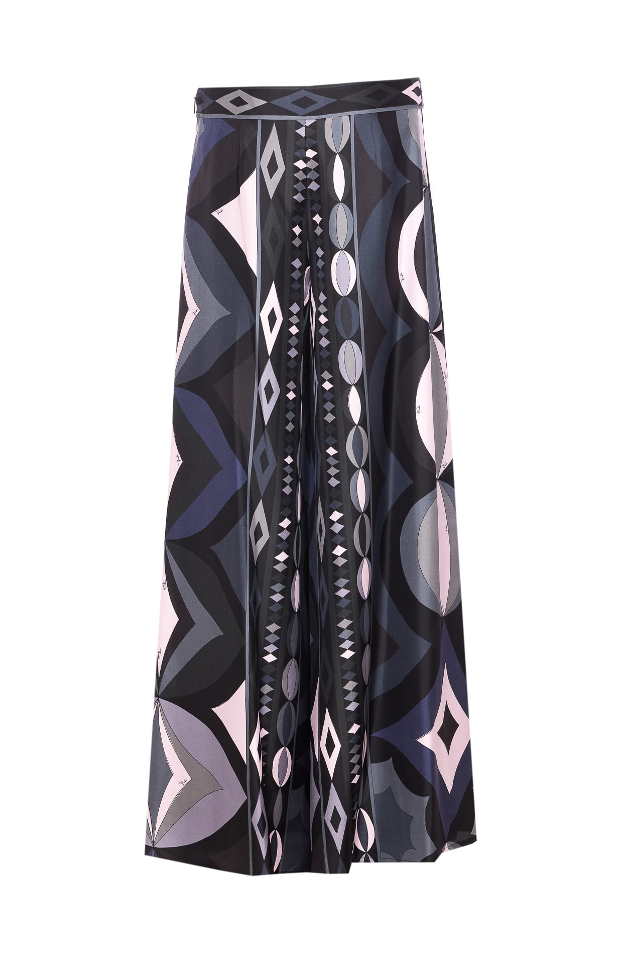Pucci Geometric High Waist Wide Leg Trousers In Black