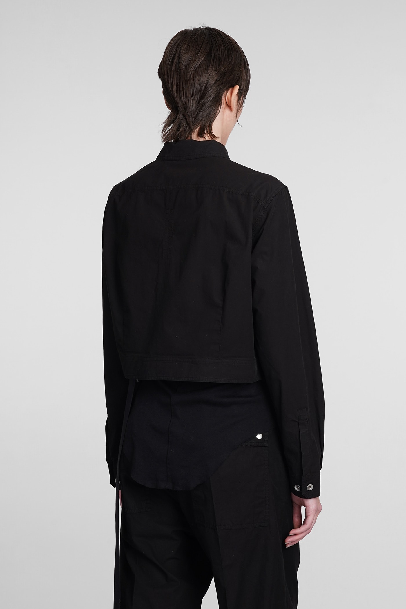 Shop Drkshdw Cape Sleeve Cropped Casual Jacket In Black Cotton
