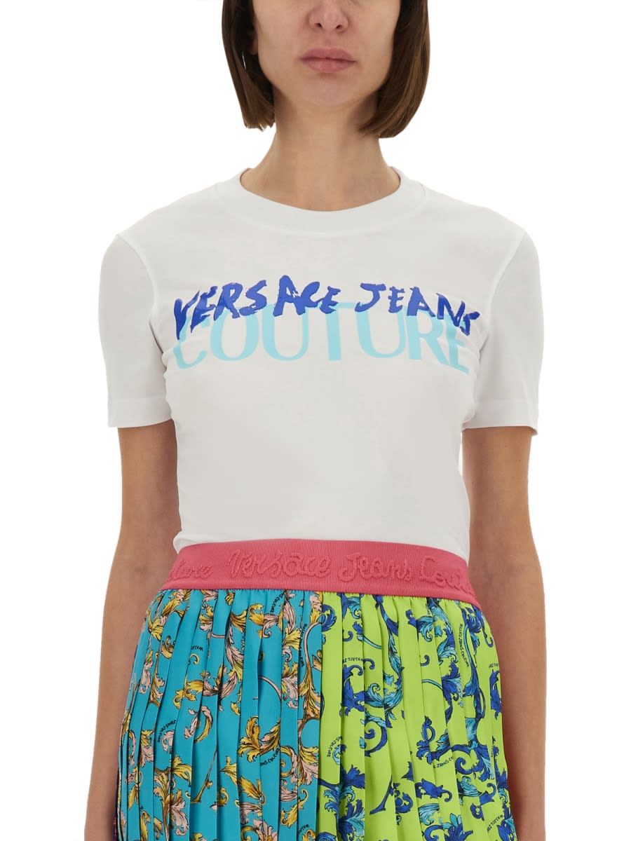 Versace Jeans Couture Graphic Print Crew Neck T-shirt In White