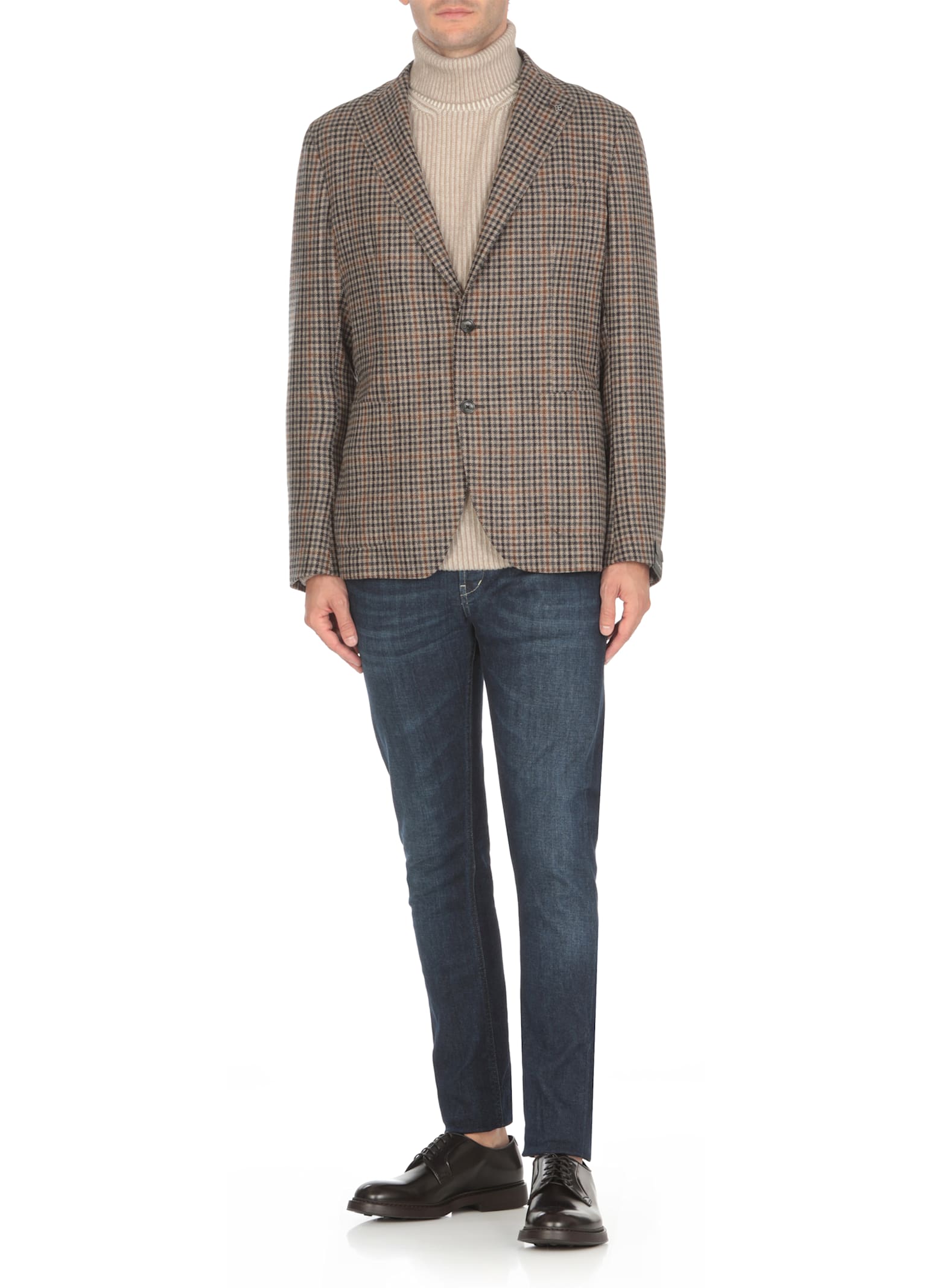 Shop Tagliatore Virgin Wool Jacket In Beige