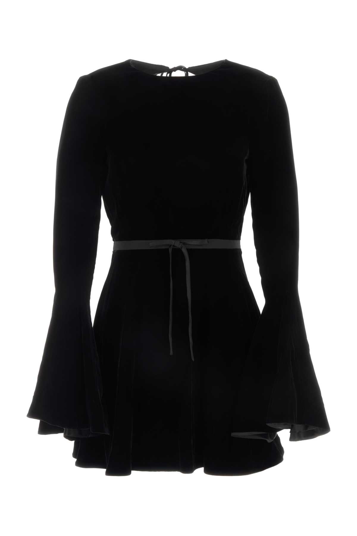 Shop Saint Laurent Black Velvet Mini Dress In Noir