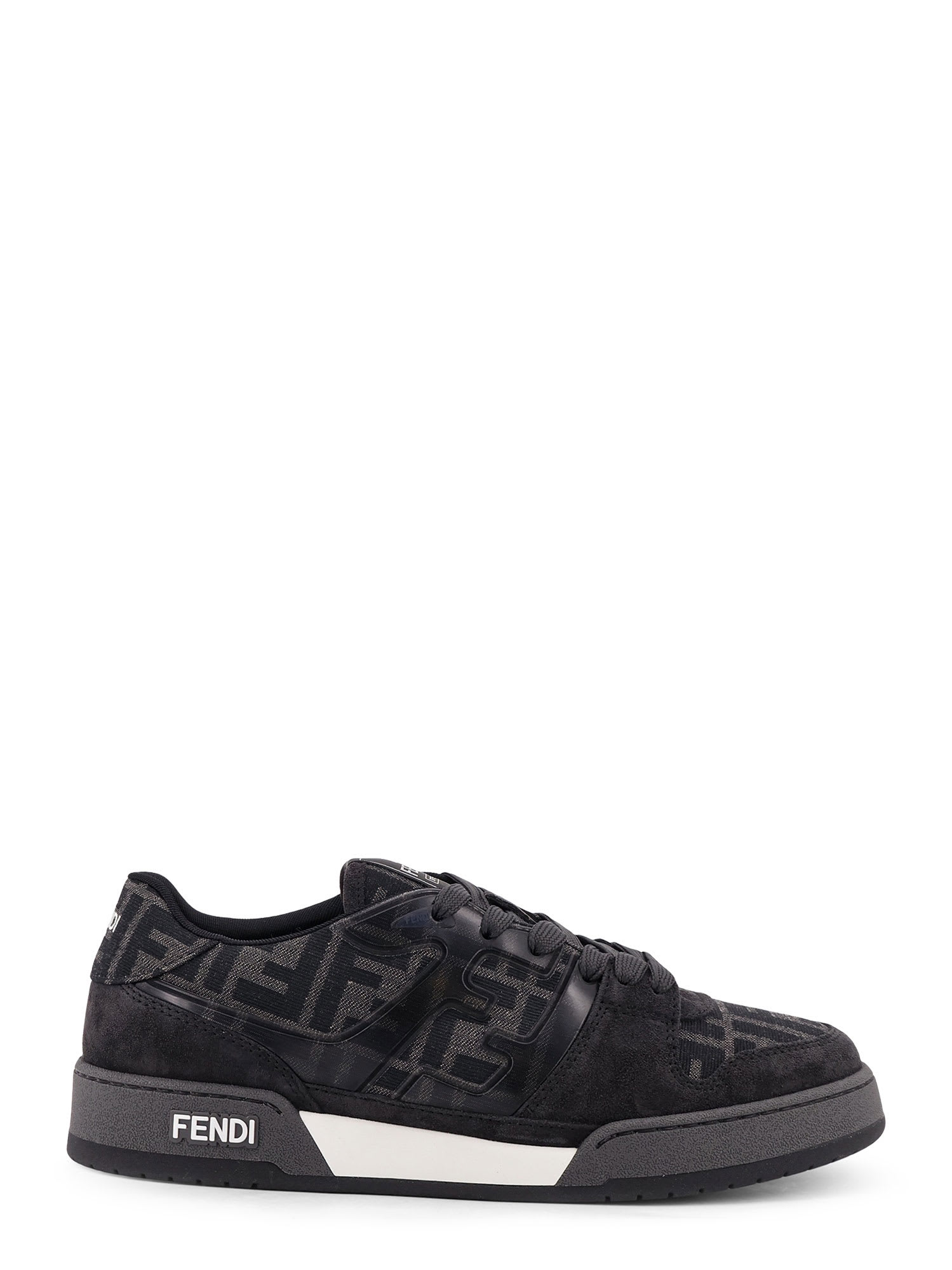 Fendi Low-top Round Toe Rubber Sole Sneakers In Black