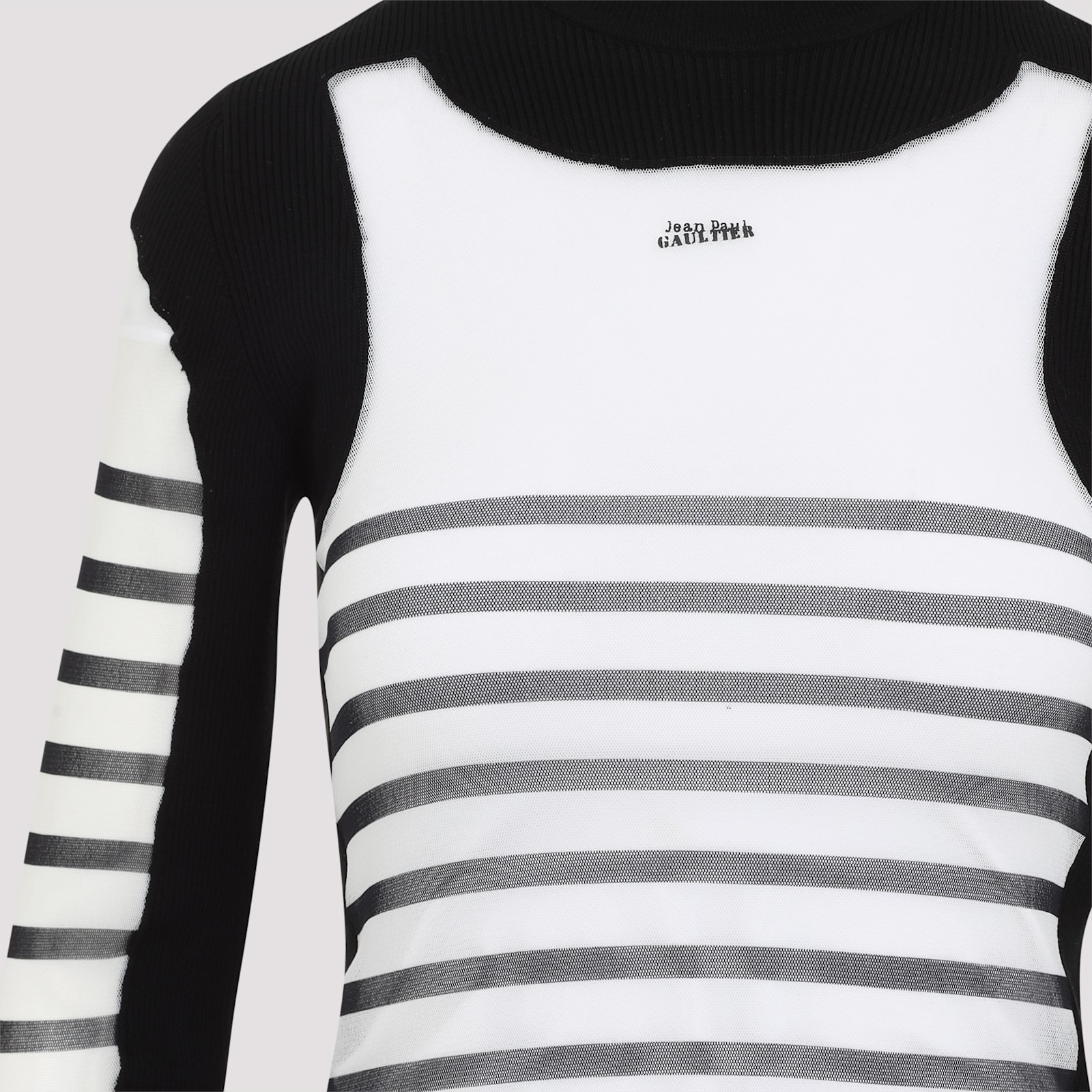 Jean Paul Gaultier Printed 'mariniere' Knit Pullover In White Black