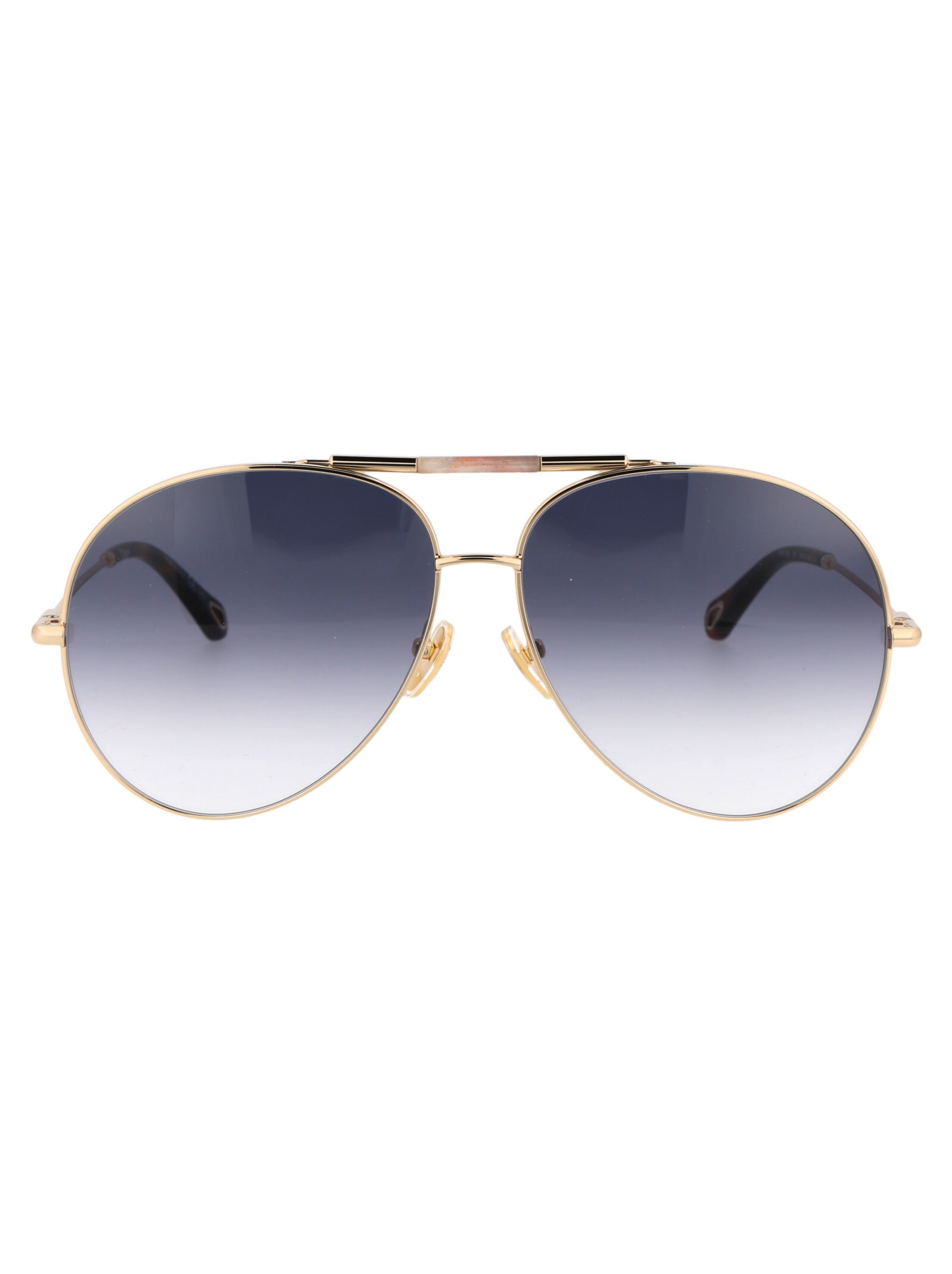 Shop Chloé Ch0113s Sunglasses In 001 Gold Gold Blue