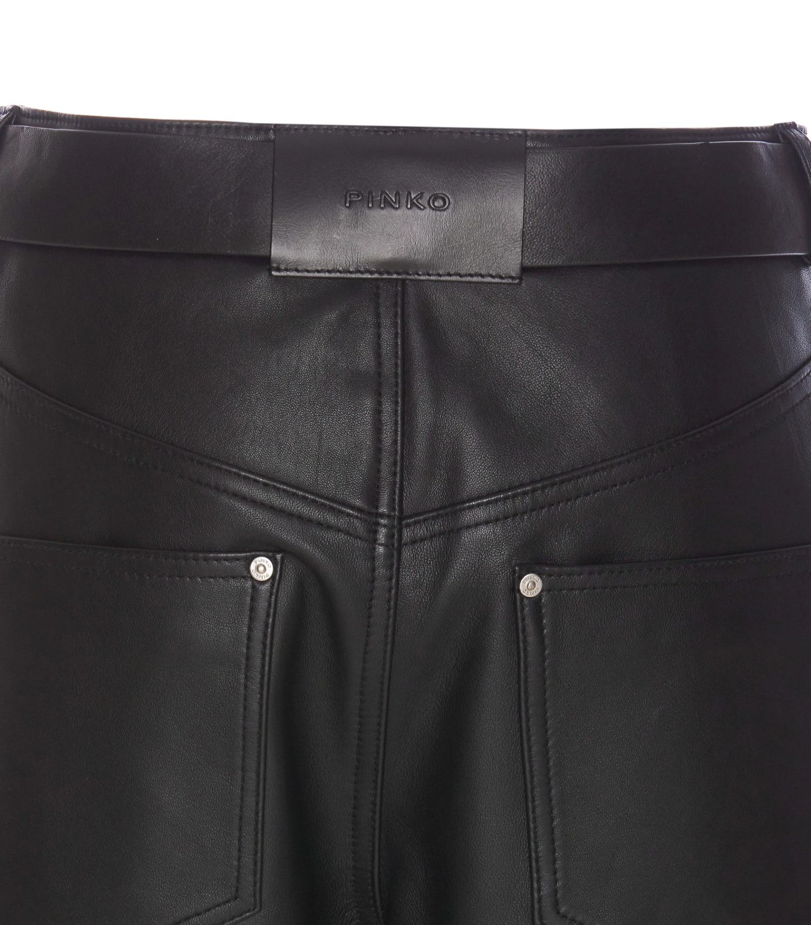 Shop Pinko Papua Leather Pants In Black