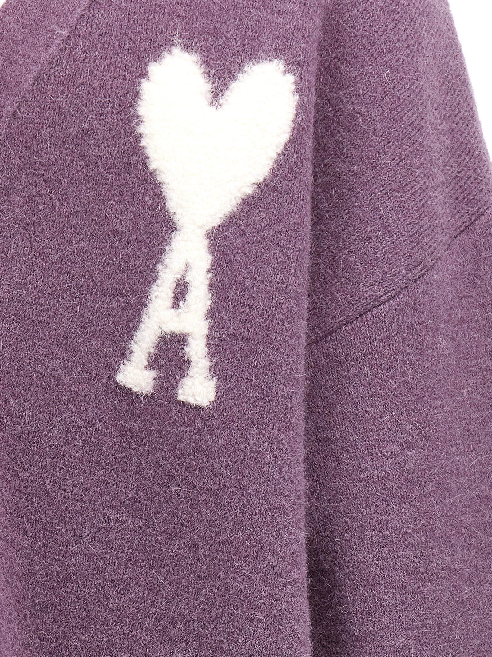 Shop Ami Alexandre Mattiussi Ami De Coeur Cardigan In Purple