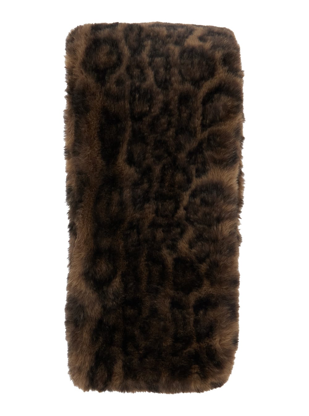 Apparis Kai Brown Scarf With Leopard Motif In Ecofur Woman In Brown