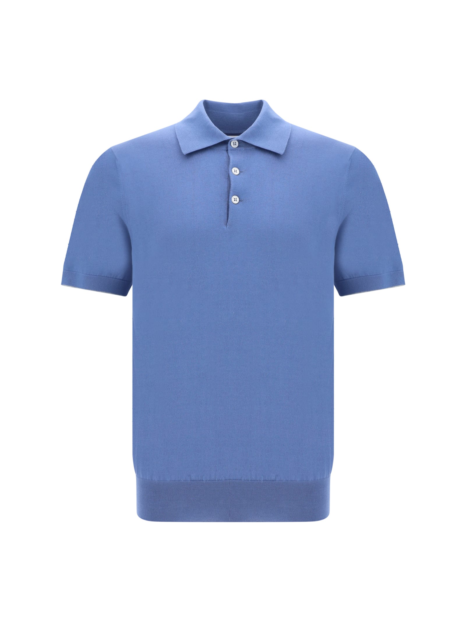 Shop Brunello Cucinelli Polo Shirt In Oxford+grigio Chiaro