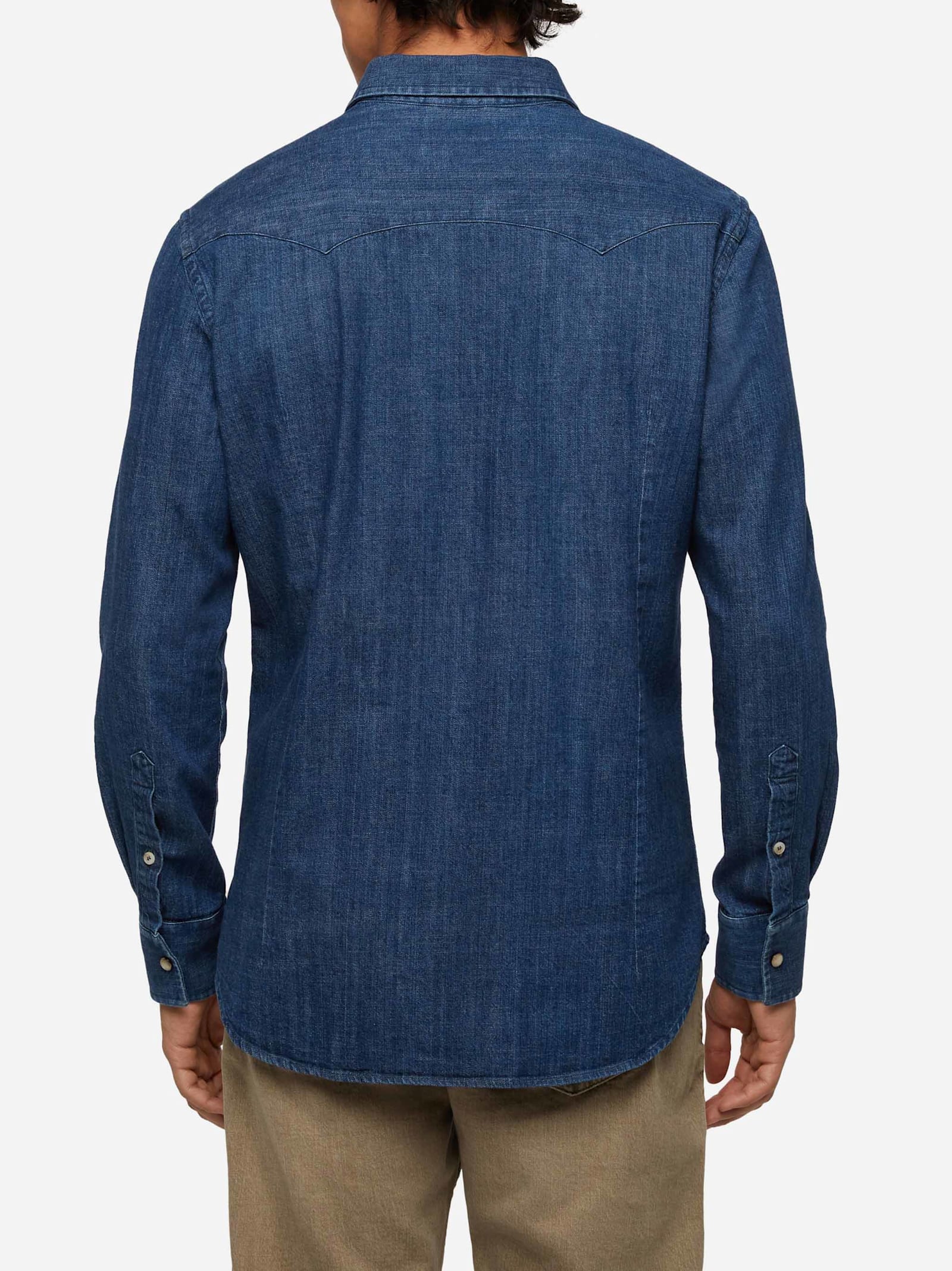Mc2 Saint Barth Denim Shirt Greg With Pied De Poul Patches In Blue