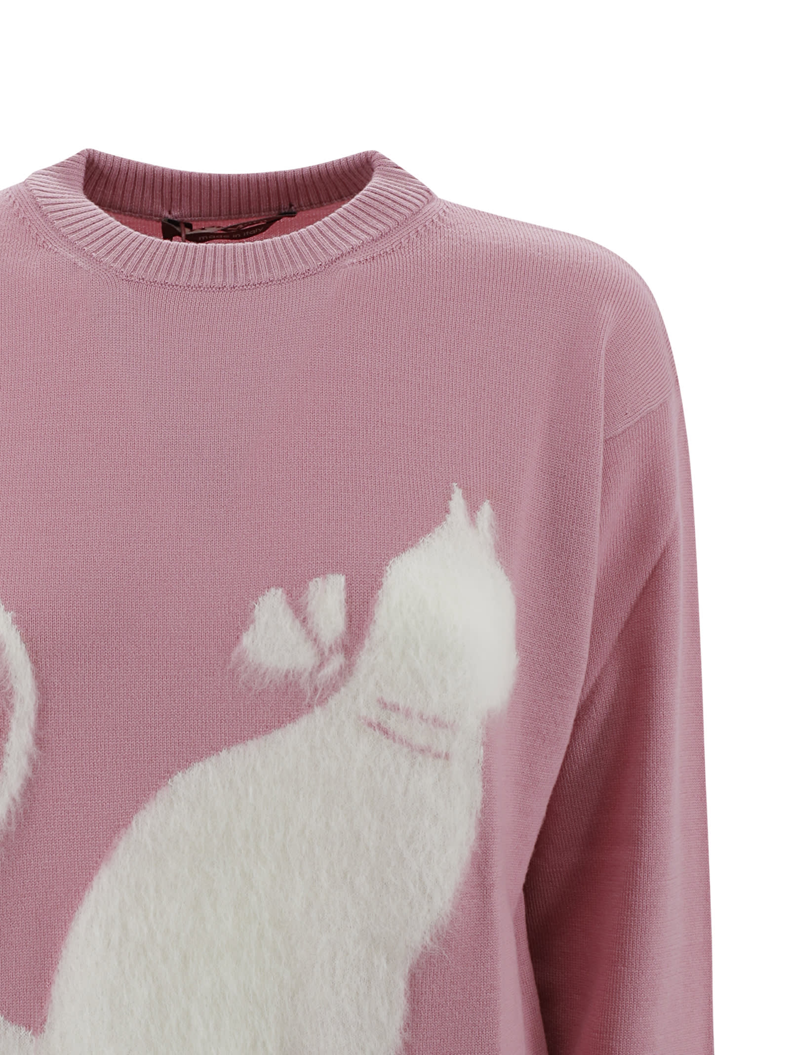 Shop Max Mara Jumper In Fancy Wool Yarn In Pink