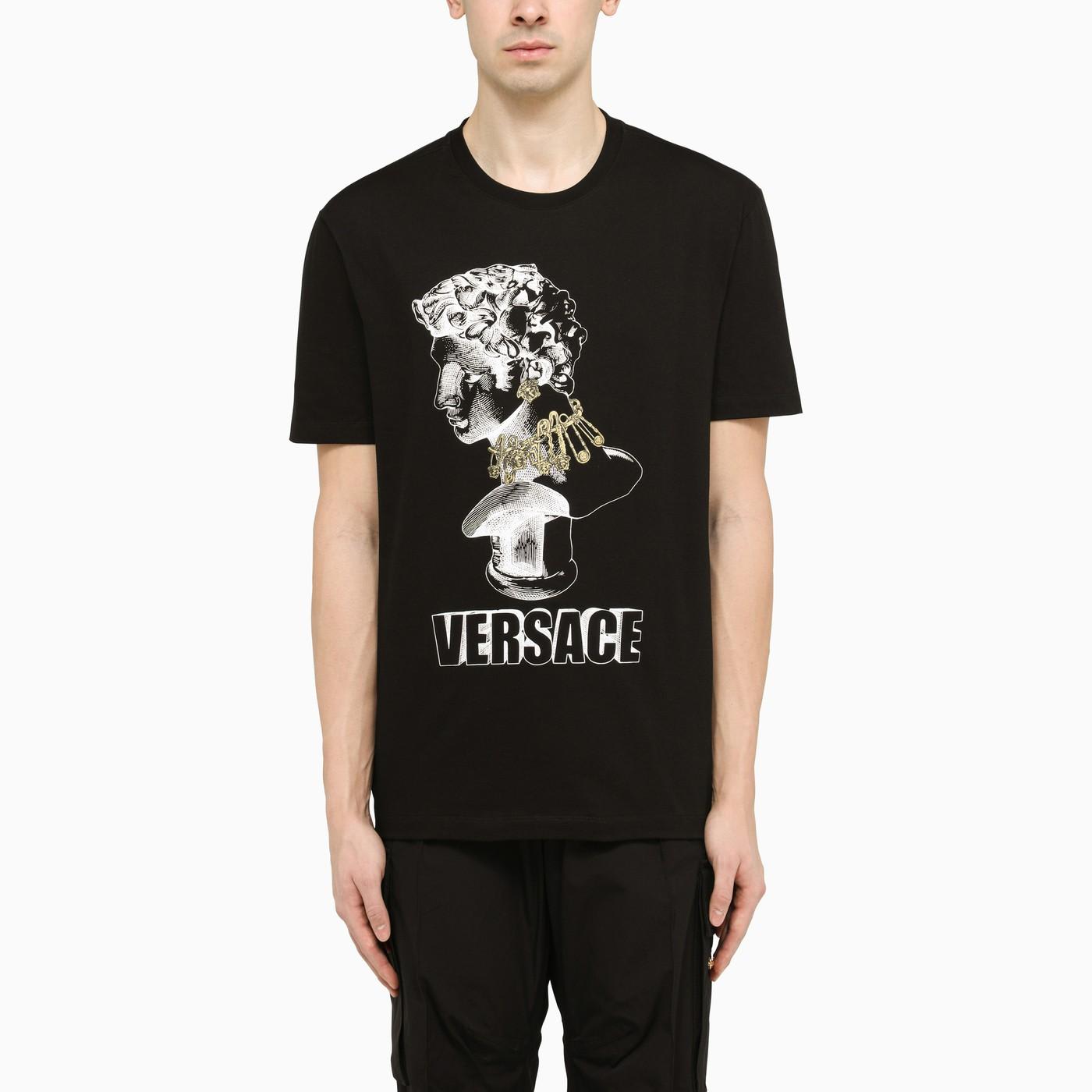 Shop Versace Black Graphic T-shirt In Nero