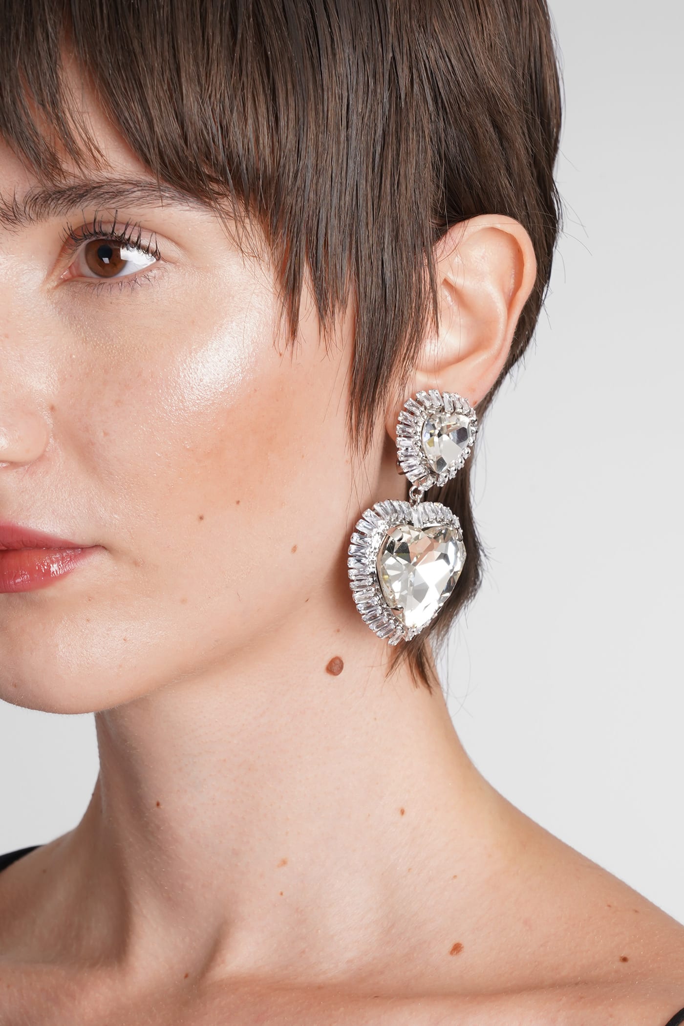 Alessandra Rich Heart Earrings With Studs In Silver