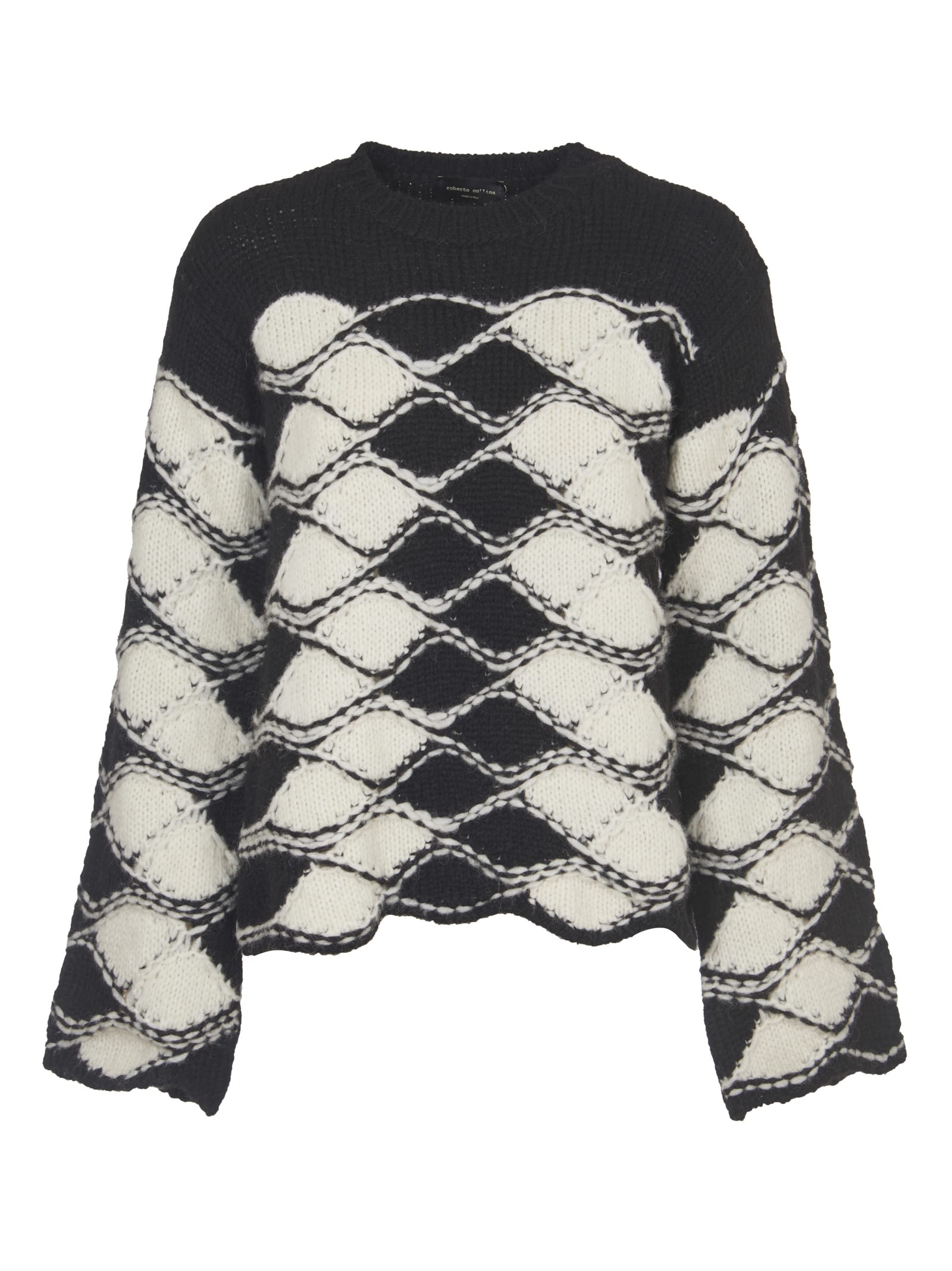 Roberto Collina Black And White Jacquard Sweater