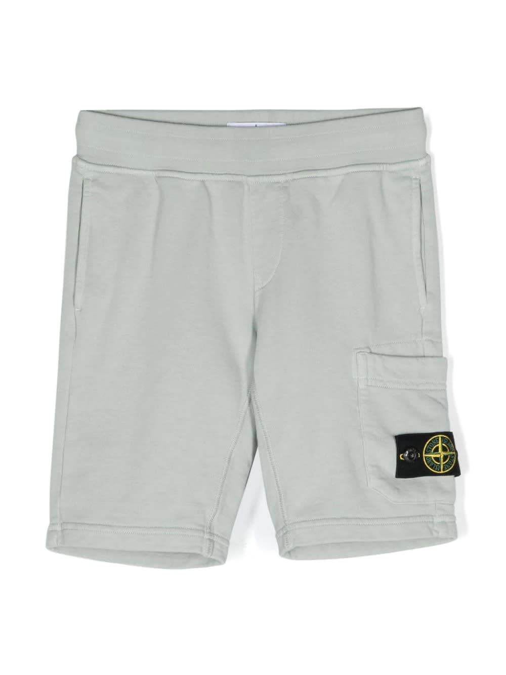 Shop Stone Island Pearl Grey Sports Shorts With Logo