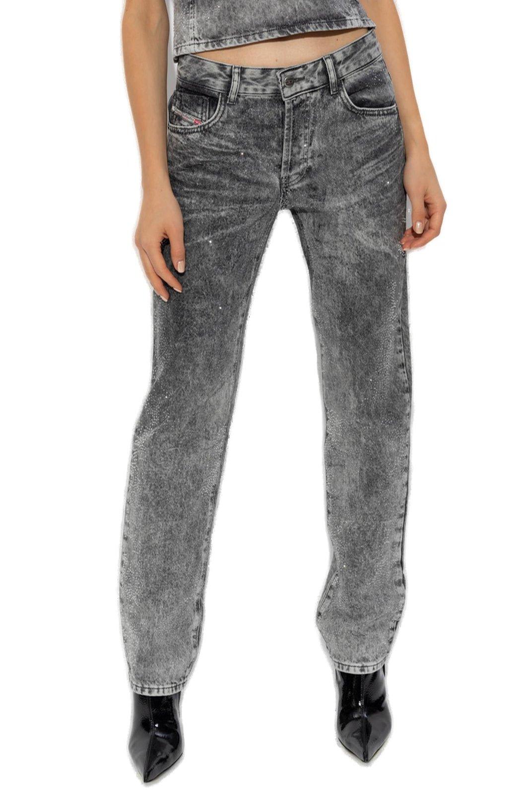 Diesel Straight Fit Trousers Faded Wash In Black/denim
