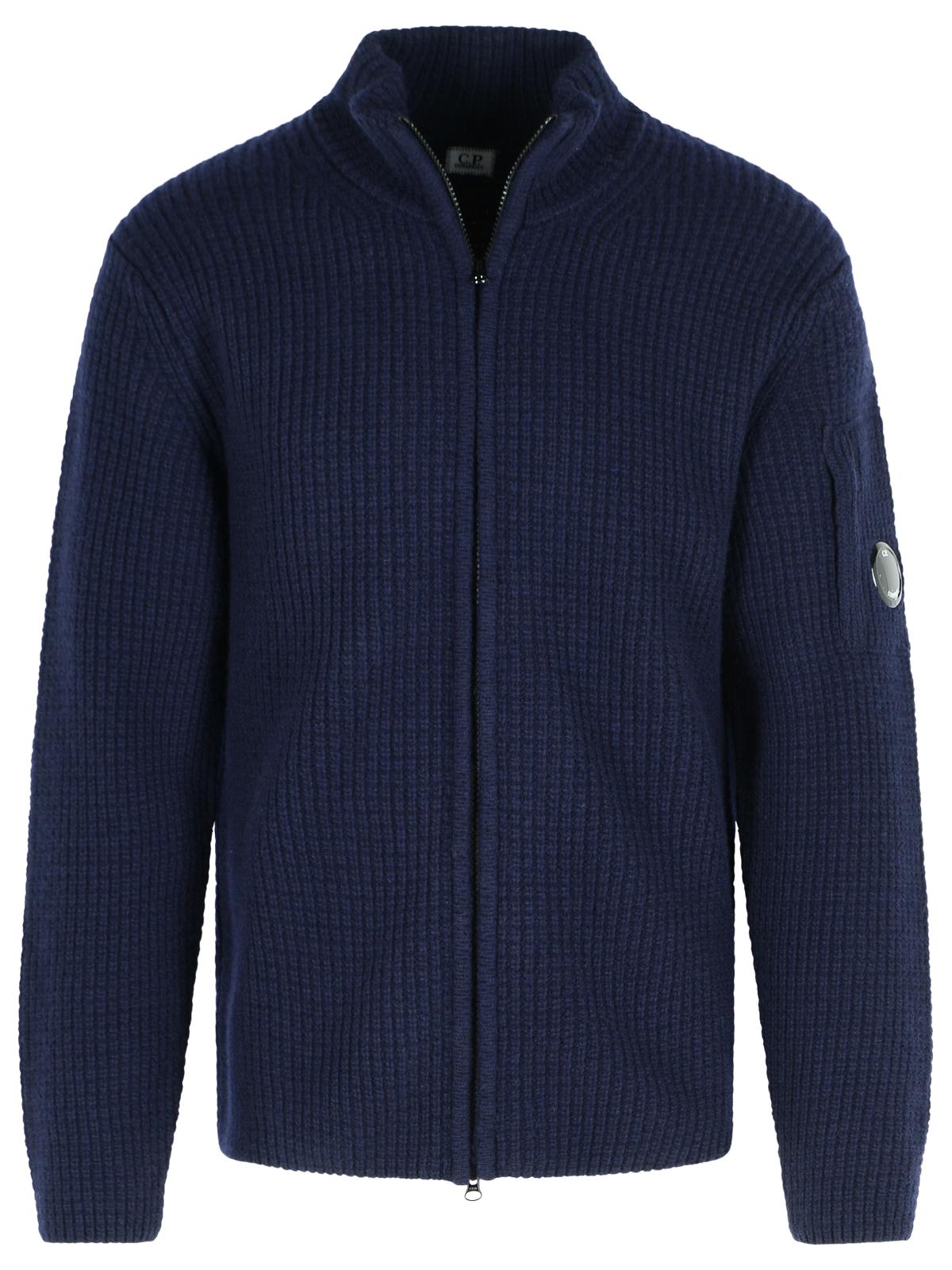 C.p. Company Wool Blend Sweater Arm Patch In Blue