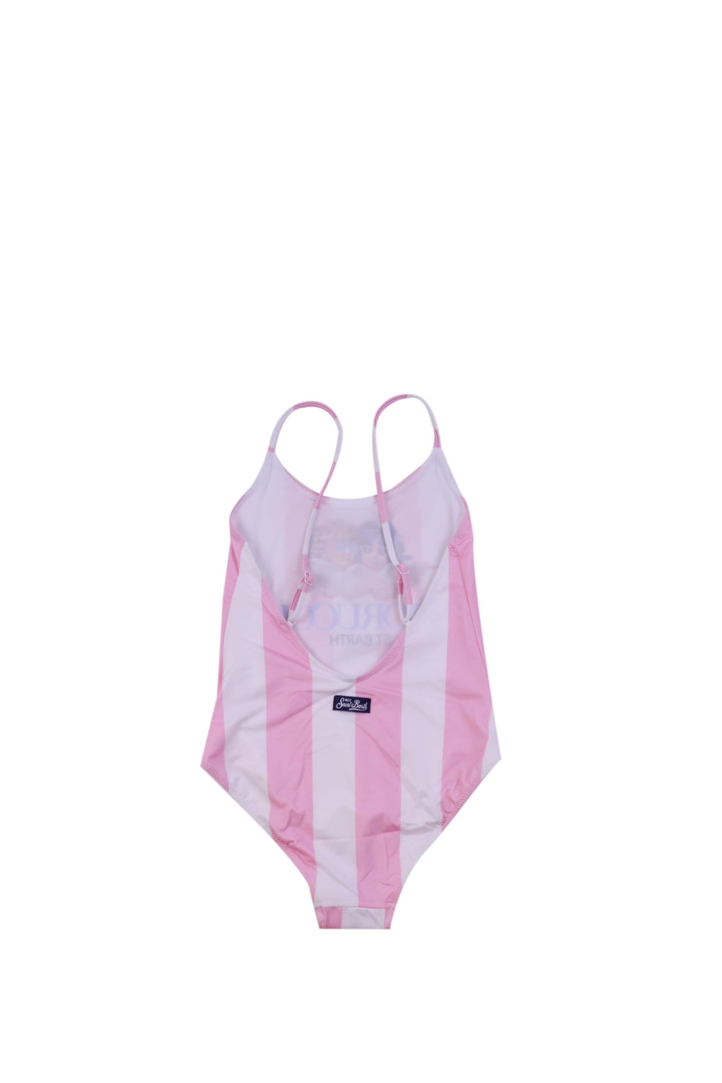 Shop Mc2 Saint Barth Striped Entire Swimsuit In Rose