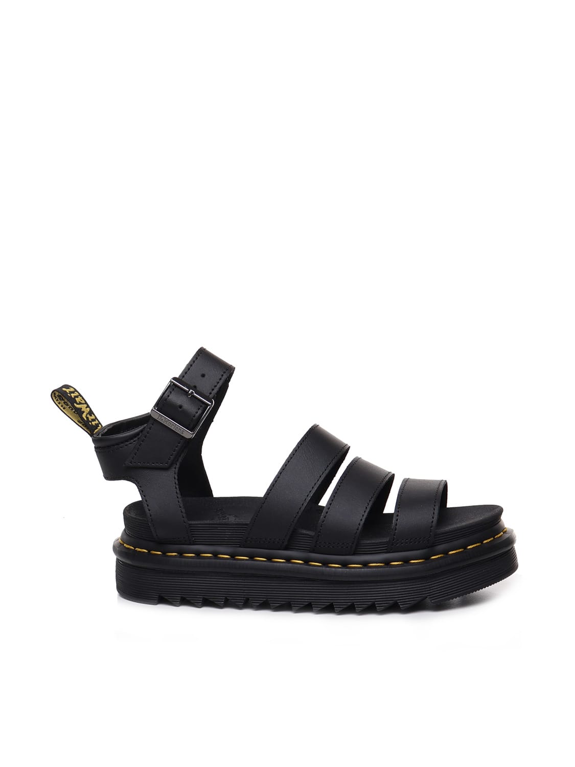 Shop Dr. Martens' Leather Sandals With Blaire Strap In Black Hydro