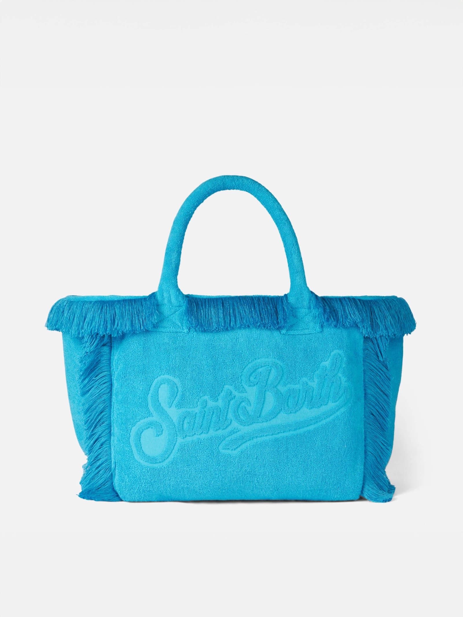 Mc2 Saint Barth Vanity Bluette Terry Shoulder Soft Bag With Embossed Logo